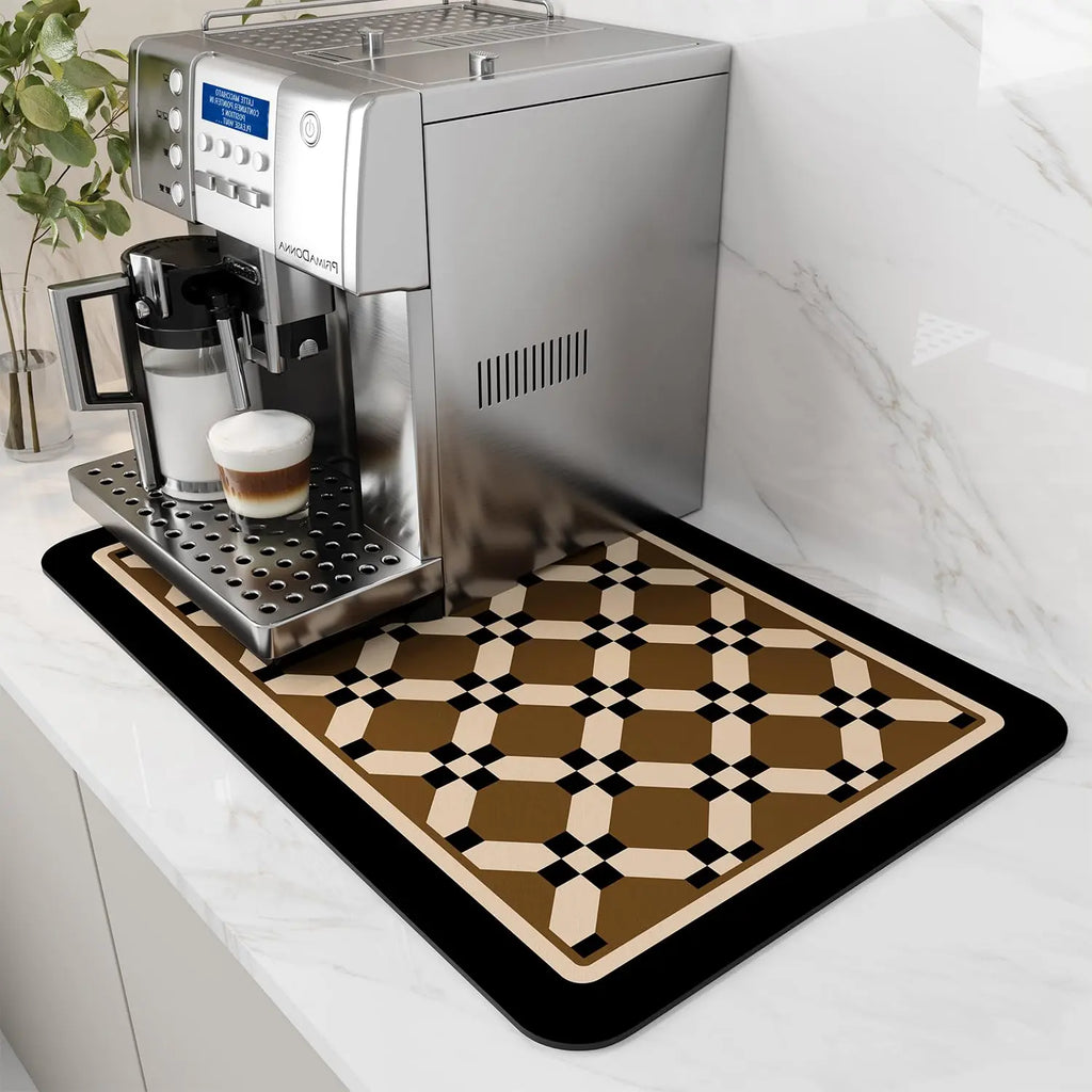 Coffee Mat Hide Stain Rubber Backed Absorbent Dish Drying Mat for Kitchen Counter -AMOAMI Mat Fits Under Coffee Maker or Machine - Crema Peaks Coffee