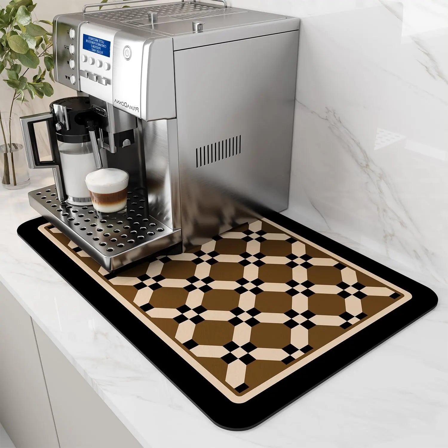 Coffee Mat Hide Stain Rubber Backed Absorbent Dish Drying Mat for Kitchen Counter -AMOAMI Mat Fits Under Coffee Maker or Machine - Crema Peaks Coffee