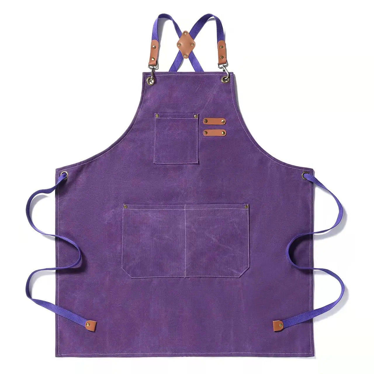 Canvas Cross Back Chef Cotton Aprons for Men Women with Large Pockets - Crema Peaks Coffee