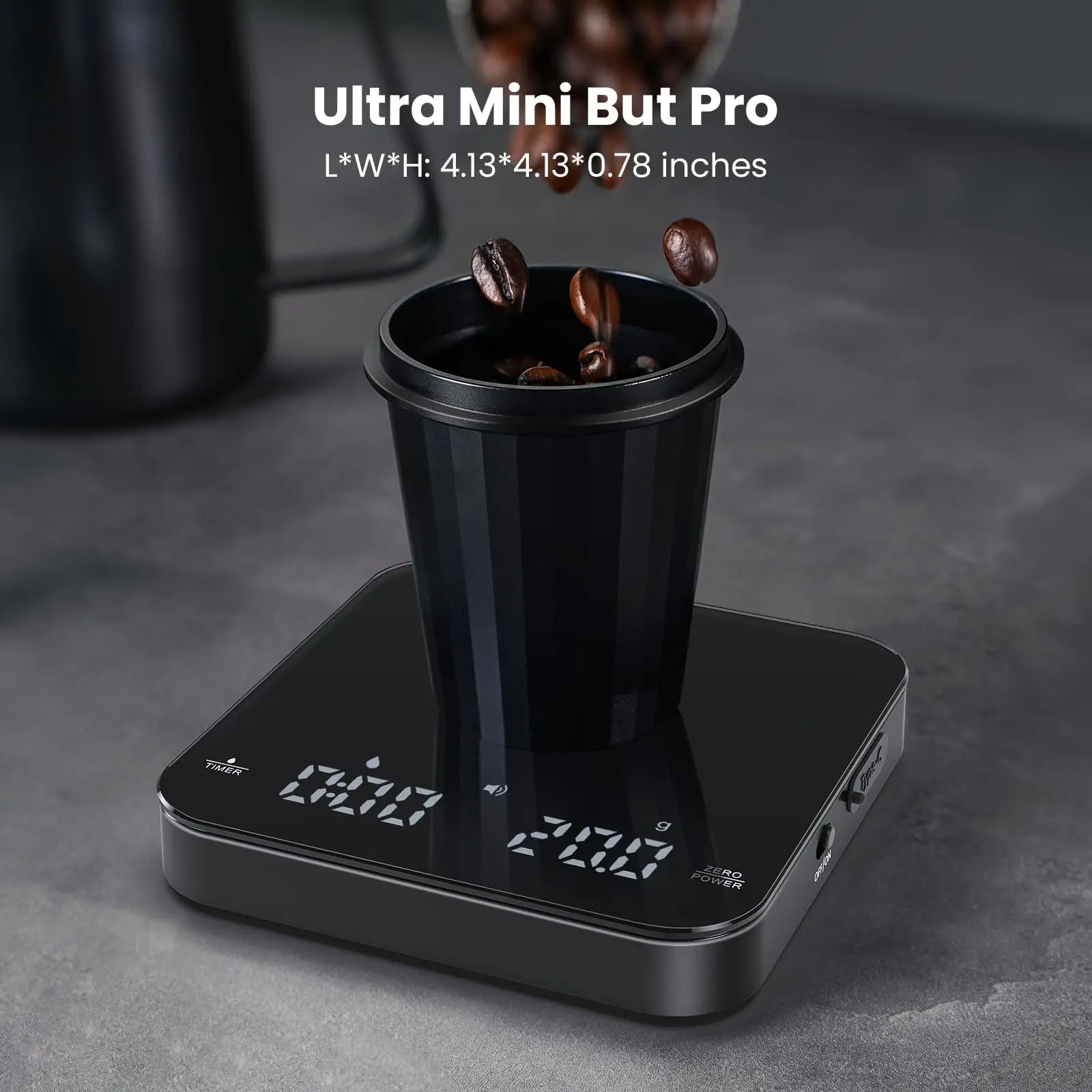 Maestri House Mini Coffee Scale with Timer, USB-C Rechargeable Espresso Scale, 2kg/0.1g Accurate Scale for Espresso and Pour-Over Coffee, Portable Digital Kitchen Scale with Auto Timer (Black&Silver) - Crema Peaks Coffee