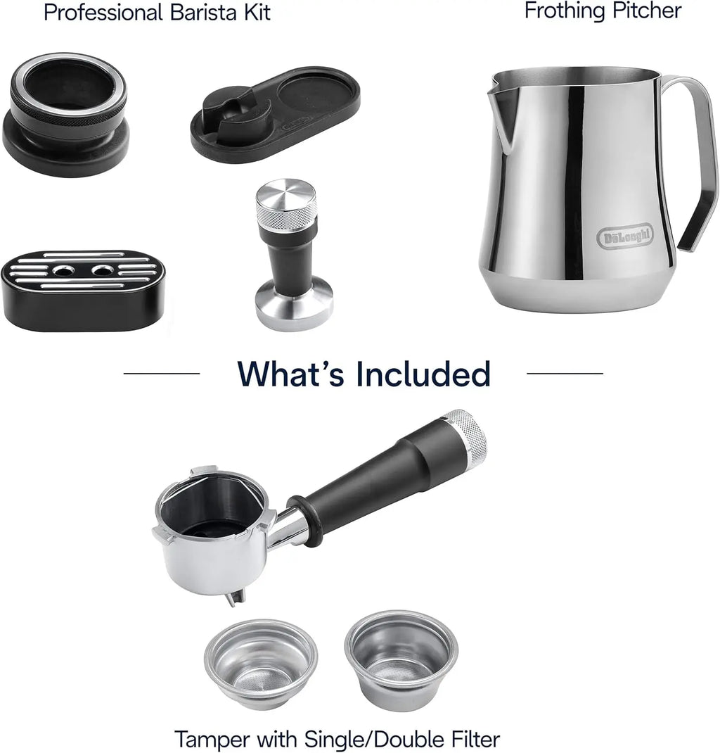 De'Longhi La Specialista Arte Evo Espresso Machine - Compact Cold Brew Coffee Maker with Grinder, Milk Steam Wand/Frother & Tamping Tools - Home Barista Kit for Lattes, Cappuccinos, Iced Coffee - Crema Peaks Coffee