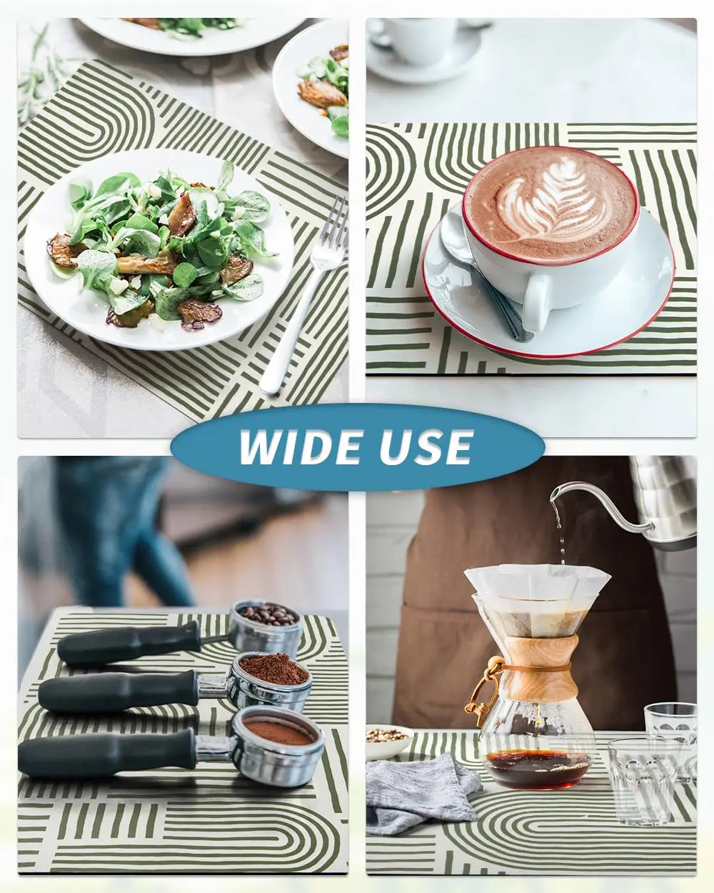 Coffee Mat Hide Stain Rubber Backed Absorbent Dish Drying Mat for Kitchen Counter -AMOAMI Mat Fits Under Coffee Maker or Machine - Crema Peaks Coffee