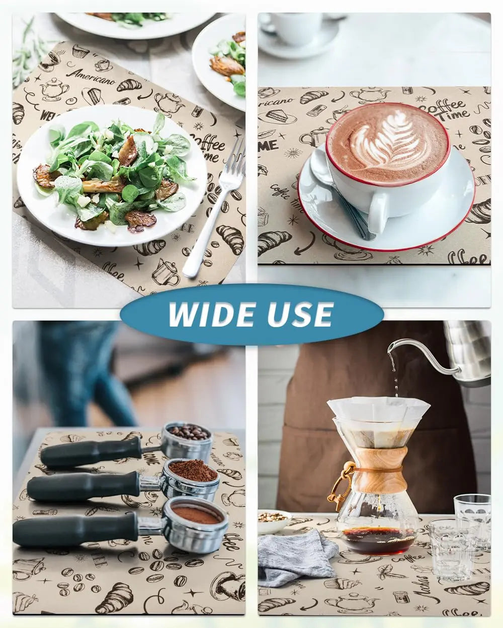 Coffee Mat Hide Stain Rubber Backed Absorbent Dish Drying Mat for Kitchen Counter -AMOAMI Mat Fits Under Coffee Maker or Machine - Crema Peaks Coffee