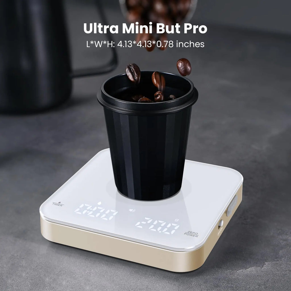 Maestri House Mini Coffee Scale with Timer, USB-C Rechargeable Espresso Scale, 2kg/0.1g Accurate Scale for Espresso and Pour-Over Coffee, Portable Digital Kitchen Scale with Auto Timer (Black&Silver) - Crema Peaks Coffee