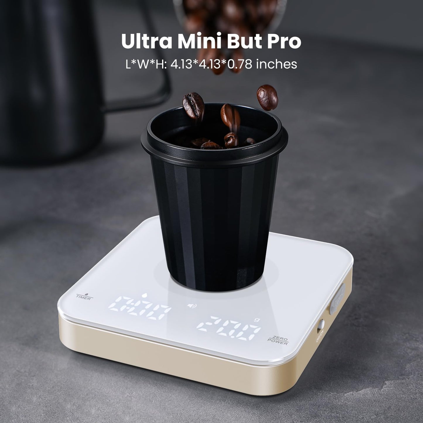 Maestri House Mini Coffee Scale with Timer, USB-C Rechargeable Espresso Scale, 2kg/0.1g Accurate Scale for Espresso and Pour-Over Coffee, Portable Digital Kitchen Scale with Auto Timer (Black&Silver)