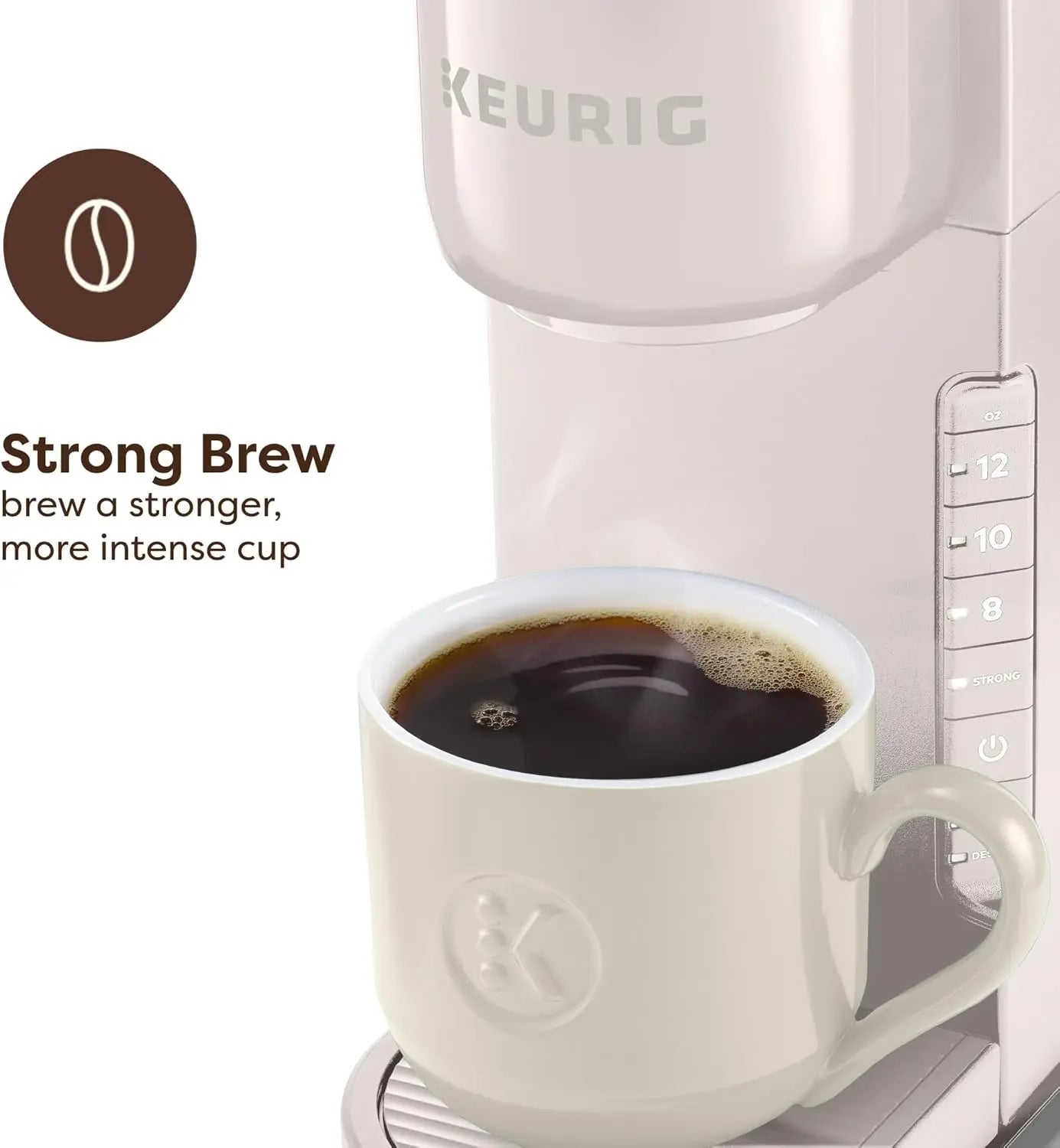 Keurig K-Express Single Serve K-Cup Pod Coffee Maker, 3 Brew Sizes, Strong Button Feature, 42oz Removable Reservoir, Warm Stone - Crema Peaks Coffee