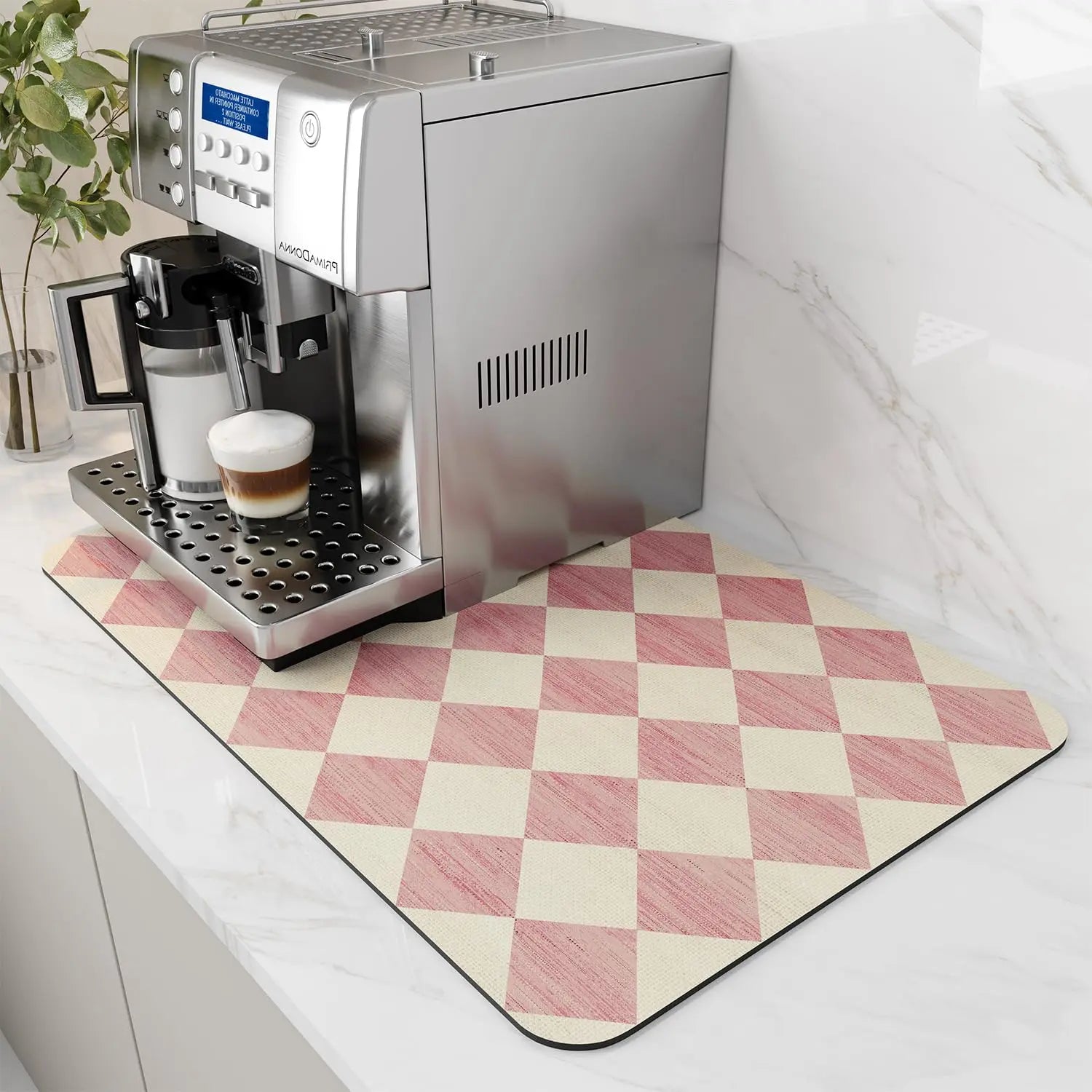 Coffee Mat Hide Stain Rubber Backed Absorbent Dish Drying Mat for Kitchen Counter -AMOAMI Mat Fits Under Coffee Maker or Machine - Crema Peaks Coffee