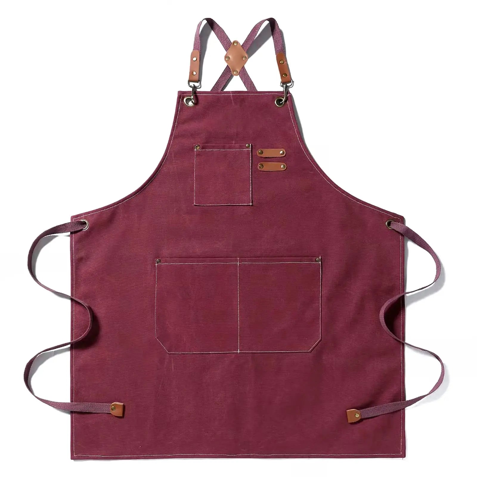 Canvas Cross Back Chef Cotton Aprons for Men Women with Large Pockets - Crema Peaks Coffee