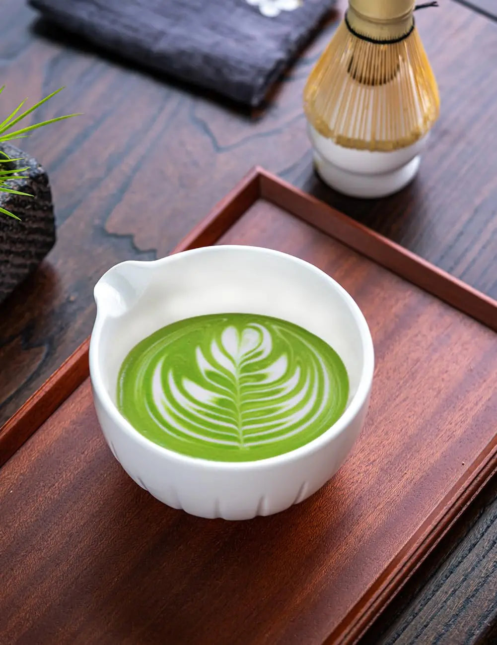 Matcha Set by TANG PIN - Match Bowl with Spout and Whisk, 15 OZ, Matcha Scoop | Matcha Whisk Stand (Chasen Holder) - 4pc Perfect Matcha Kit for Matcha Tea Ceremony (Green) - Crema Peaks Coffee