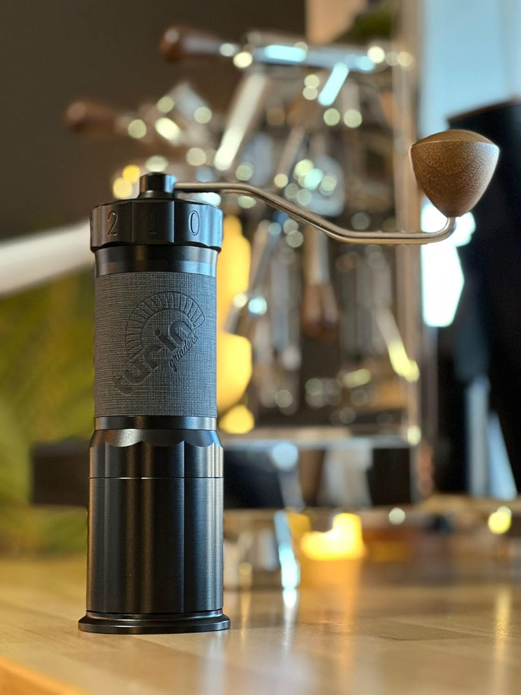 Turin H40 V2 Manual Coffee Grinder – 40mm Stainless Steel Burr, Adjustable for Espresso, Pour Over, French Press, Aluminum Body with Walnut Handle, Magnetic Dosing Cup, 30g Capacity - Crema Peaks Coffee
