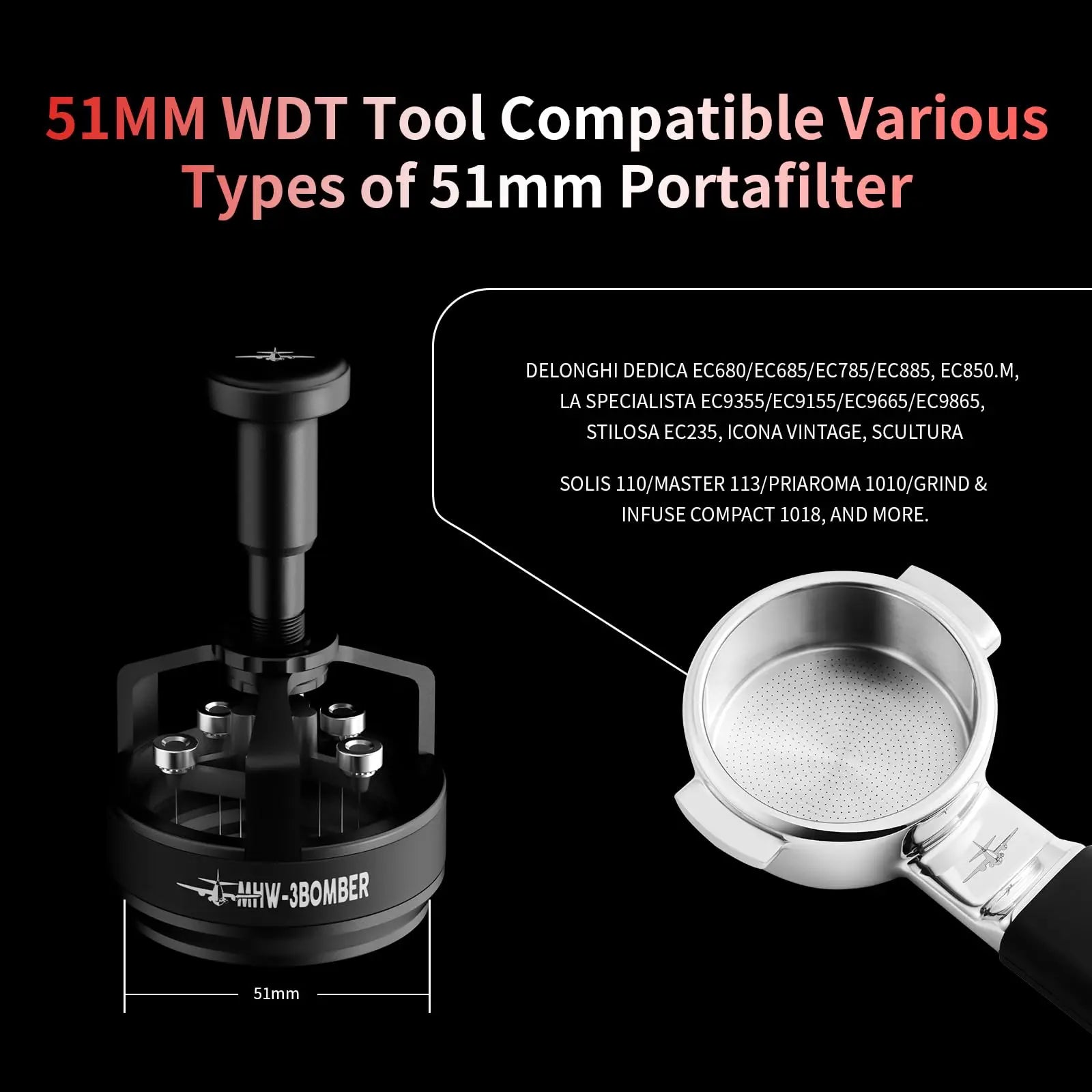 WDT Tool Espresso 54mm for Breville, MHW-3BOMBER Espresso Distribution Tool with Magnetic Base for Barista, Adjustable Depth Needle Distributor Tool, Coffee Stirrer Tools, YU Series Cyclone, T5959 - Crema Peaks Coffee
