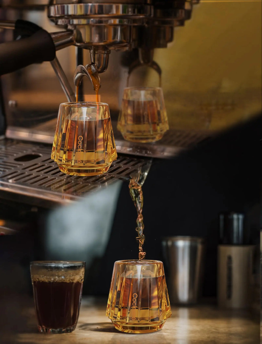 Cocinare Espresso Cups Set of 2, Crystal Clear Espresso Shot Glasses, Ideal Small Demitasse Cups for Pour Over Coffee Maker and Cortado, Essential Coffee Bar Accessories, Gift for Lovers, 1.5 OZ - Crema Peaks Coffee