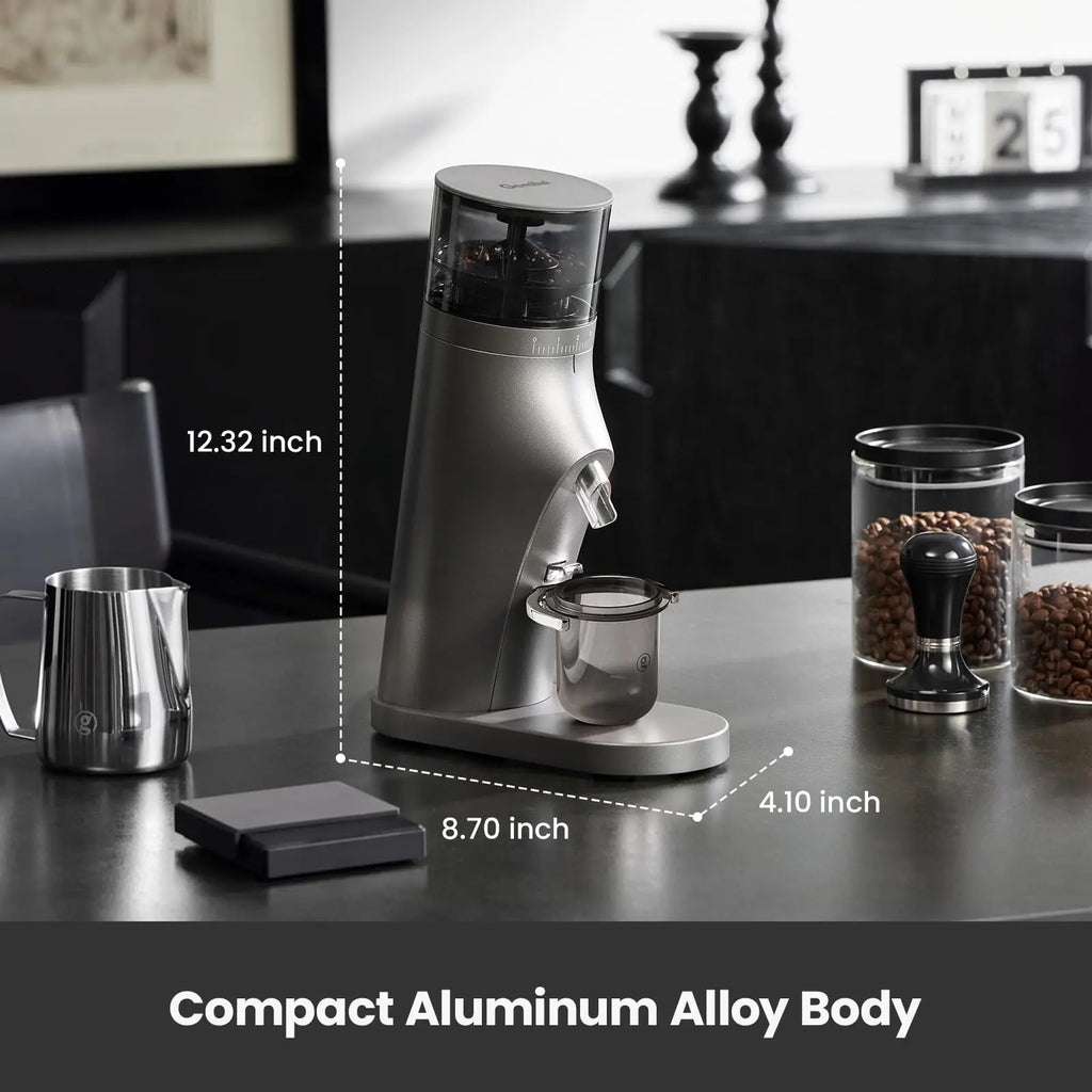 Gemilai Electric Conical Burr Coffee Grinder, Coffee Bean Grinder with Smart 60S Timer, 60 Precise Adjustable Grind Settings for Espresso, 2-12 Cup, Easy to Clean, Durable & Quiet, G9010B White - Crema Peaks Coffee