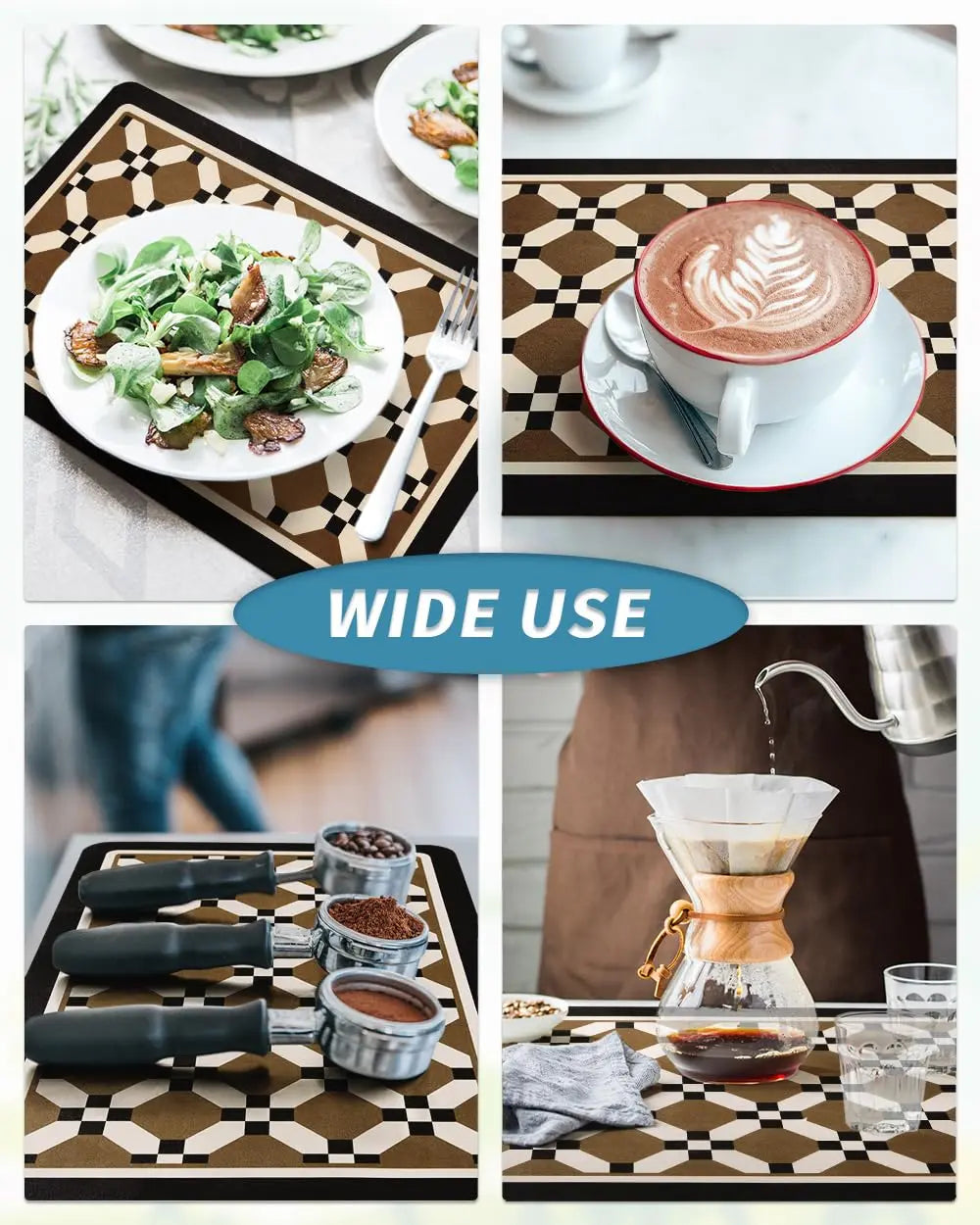 Coffee Mat Hide Stain Rubber Backed Absorbent Dish Drying Mat for Kitchen Counter -AMOAMI Mat Fits Under Coffee Maker or Machine - Crema Peaks Coffee