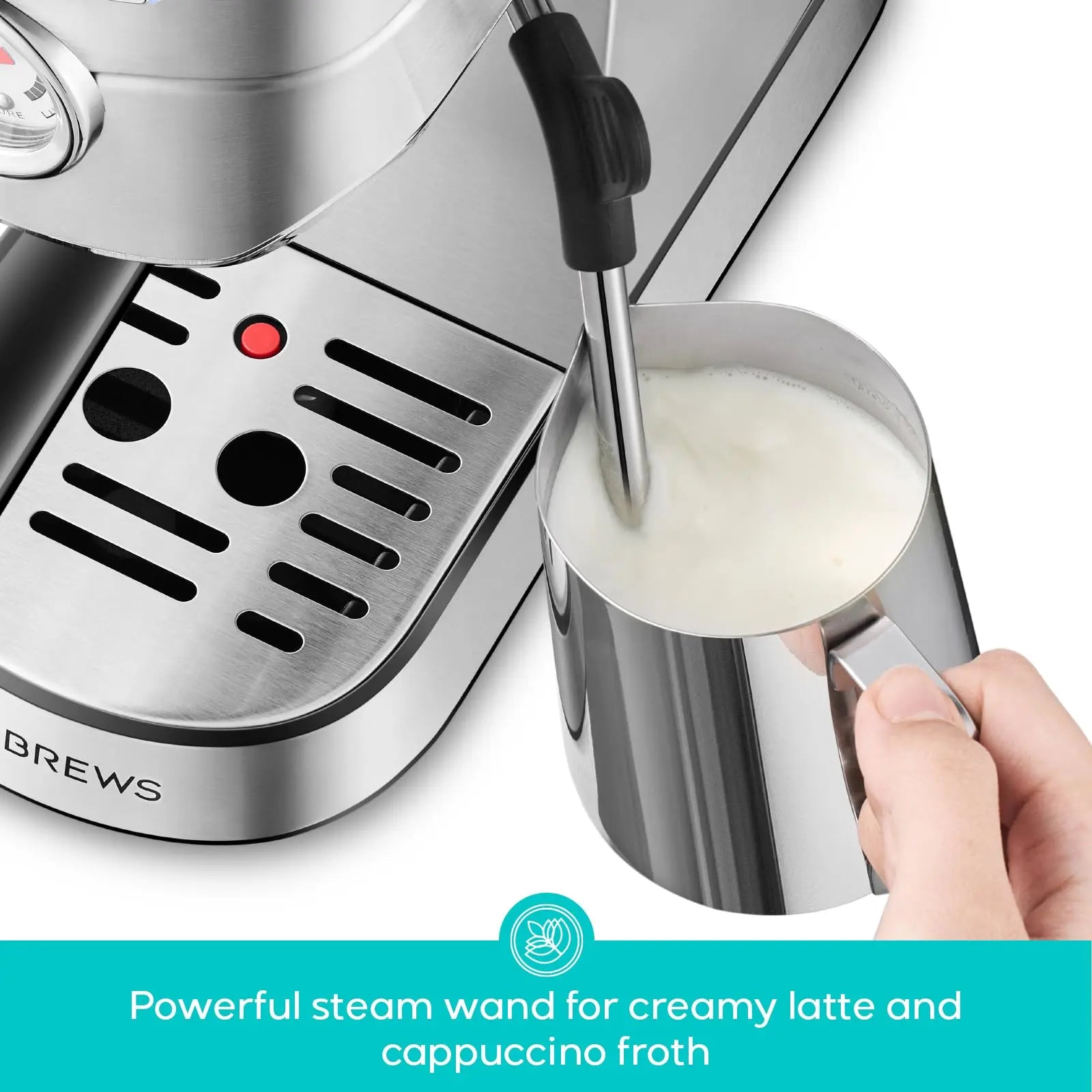 CASABREWS CM5418 Espresso Machine 20 Bar, Value, Compact Espresso Maker with Steam Milk Frother, Stainless Steel Coffee Machine with 34oz Removable Water Tank for Cappuccino, Gift for Women or Men, Silver - Crema Peaks Coffee
