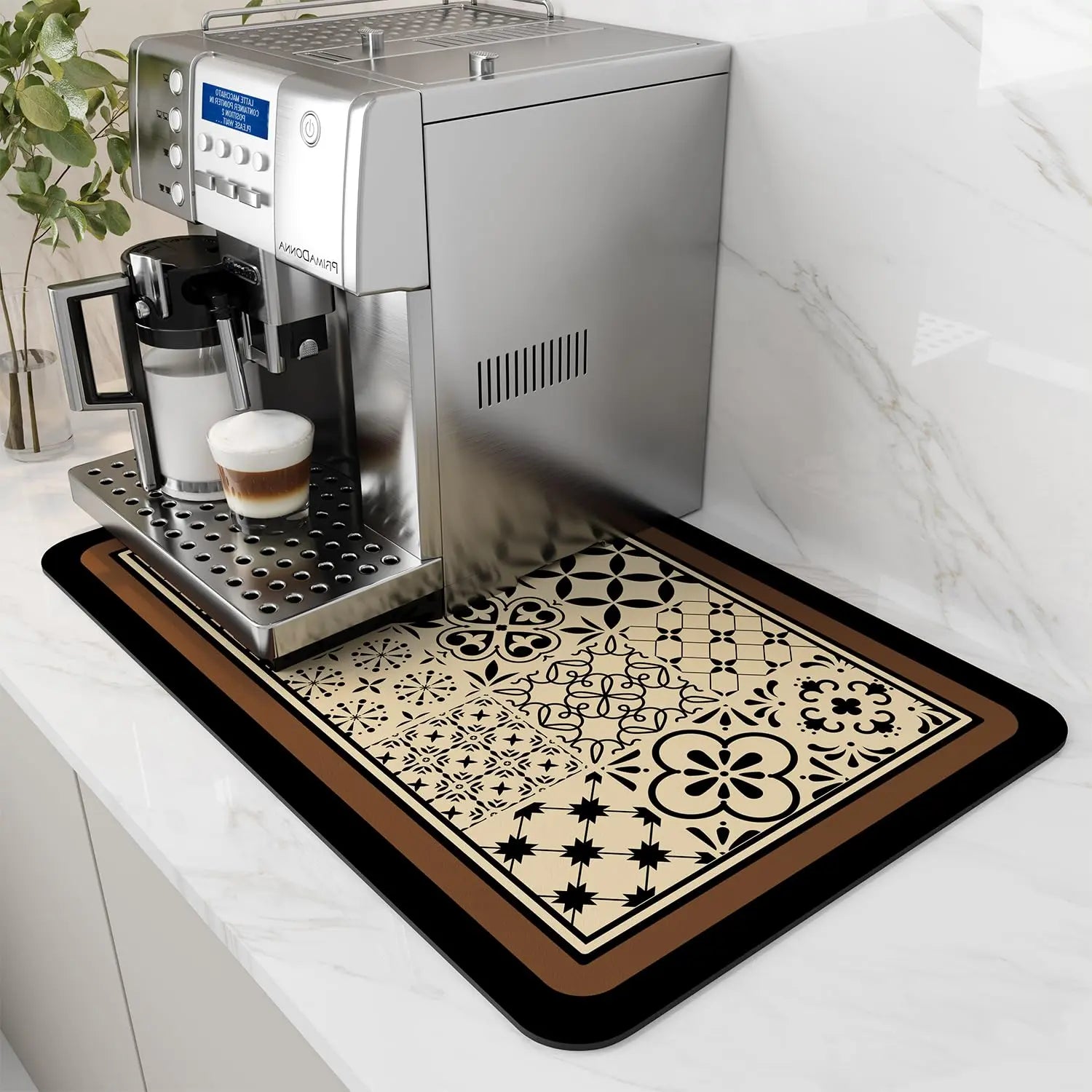 Coffee Mat Hide Stain Rubber Backed Absorbent Dish Drying Mat for Kitchen Counter -AMOAMI Mat Fits Under Coffee Maker or Machine - Crema Peaks Coffee