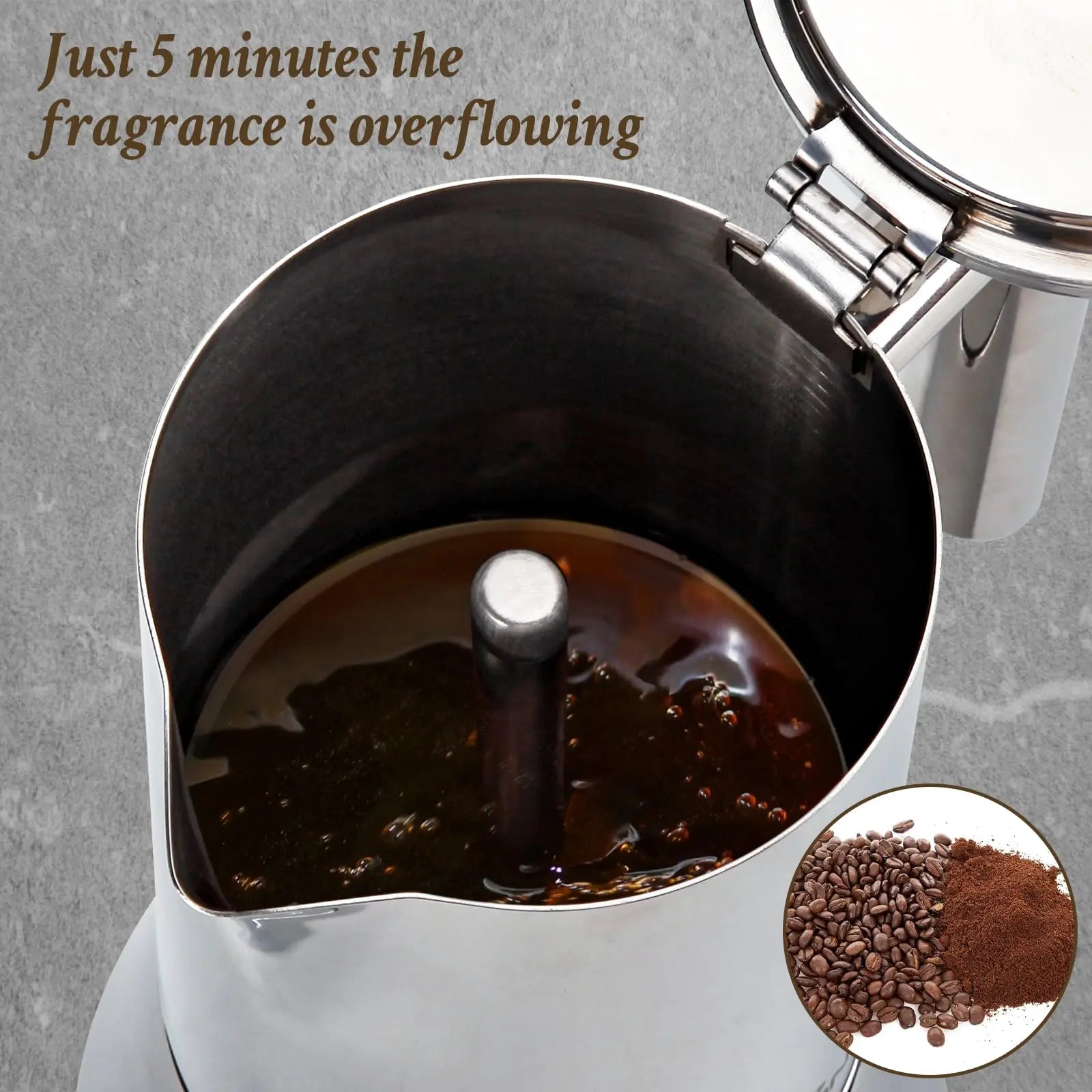 Stovetop Espresso Maker, 6Cup 10 oz Moka Pot, Stainless Steel Cuban and Italian Coffee Maker for Cafetera Cubana, Greca De Cafe Induction Stovetop Compatible, Coffee Gift for Home Travel - Crema Peaks Coffee