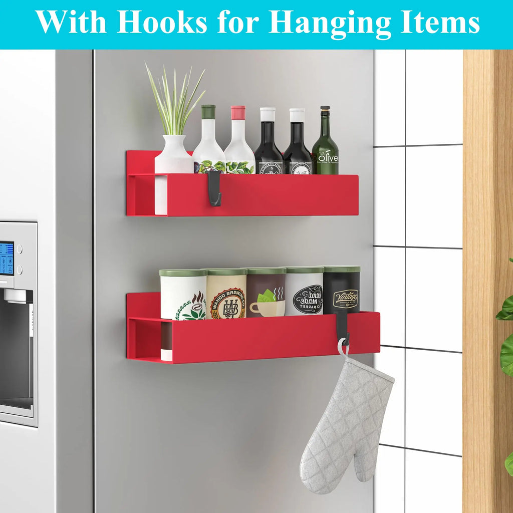 4 Pack Metal Magnetic Spice Storage Rack Organizer for Refrigerator and Oven, Black Fridge Organizers and Storage - Crema Peaks Coffee
