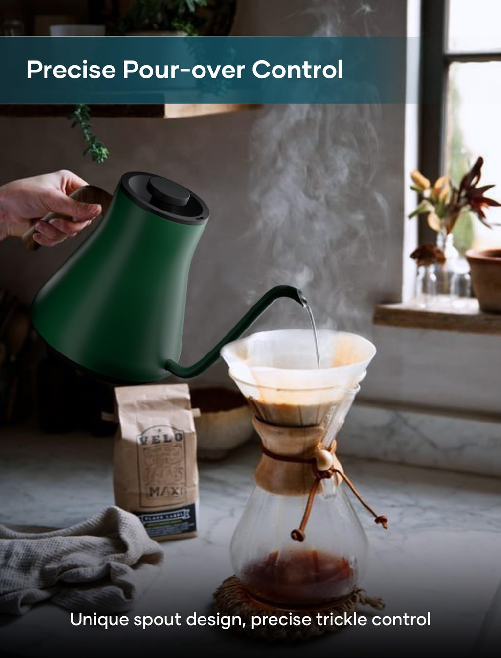 INTASTING Electric Kettles, Gooseneck Electric Kettle, ±1℉ Temperature Control, Stainless Steel Inner, Quick Heating, for Pour Over Coffee, Brew Tea, Boil Hot Water, 0.9L Dark Grey