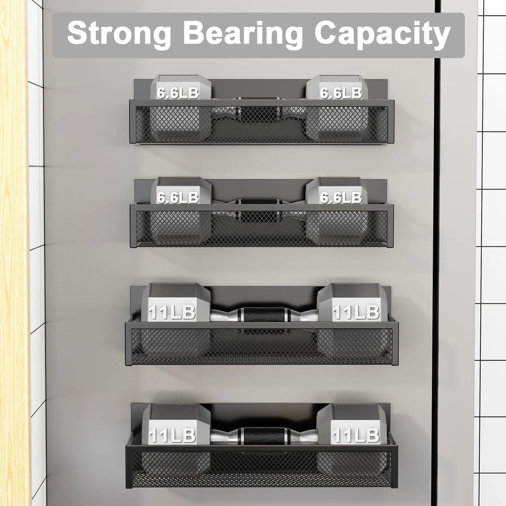 Magnetic Spice Rack for Refrigerator, 3 Pack Magnetic Shelf, Moveable Fridge Organizer with 8-Hook Rack, Seasoning Organizer for Kitchen - Crema Peaks Coffee