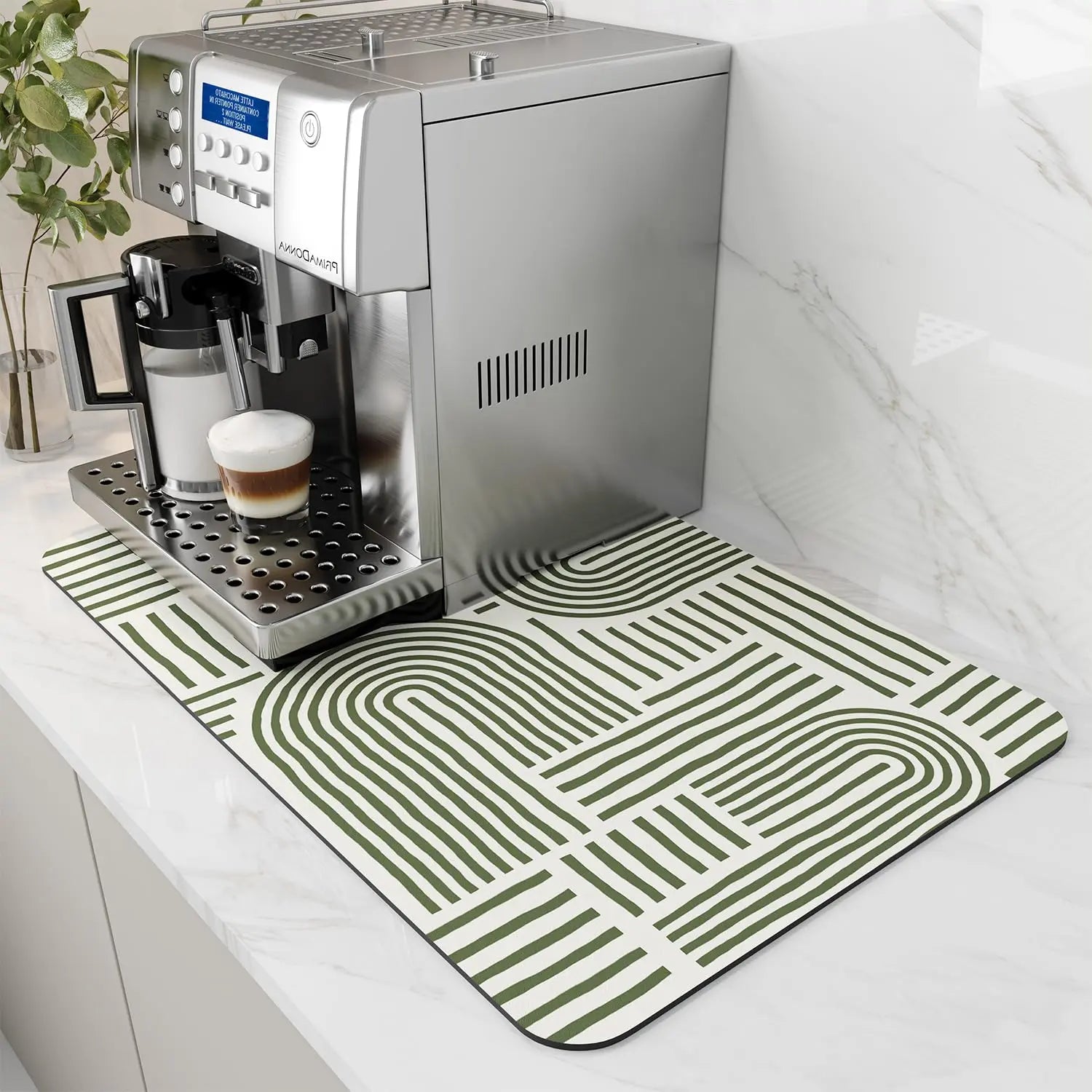 Coffee Mat Hide Stain Rubber Backed Absorbent Dish Drying Mat for Kitchen Counter -AMOAMI Mat Fits Under Coffee Maker or Machine - Crema Peaks Coffee