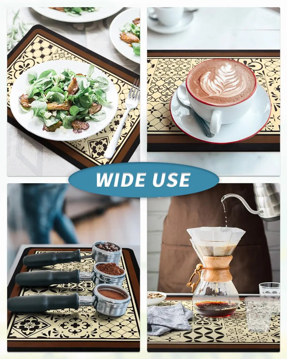 Coffee Mat Hide Stain Rubber Backed Absorbent Dish Drying Mat for Kitchen Counter -AMOAMI Mat Fits Under Coffee Maker or Machine - Crema Peaks Coffee