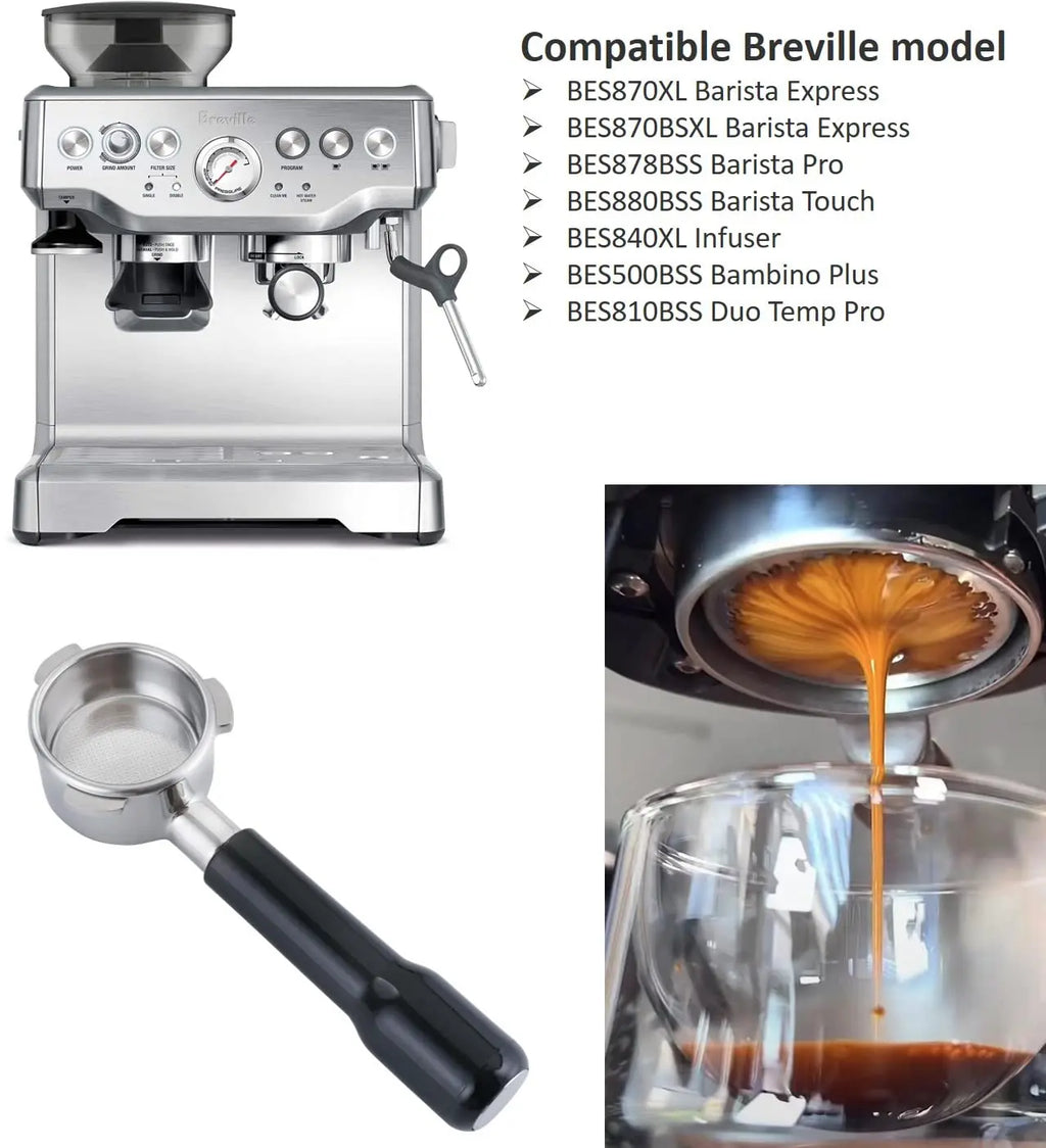 58mm Bottomless Portafilter Compatible with E61 Grouphead Flair 58, ECM, Rocket Espresso Machine Stainless Steel Naked Portafilter with Filter Basket Handle-Wooden, Rosewooden - Crema Peaks Coffee