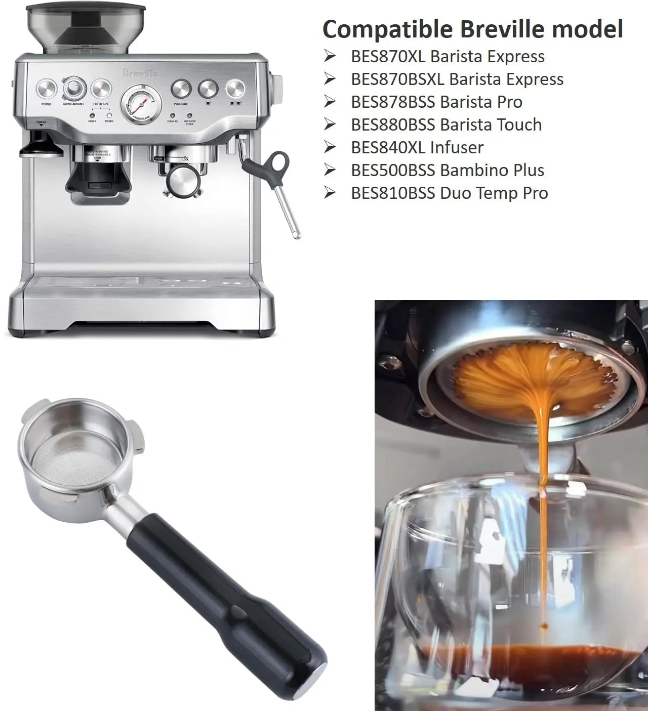 58mm Bottomless Portafilter Compatible with E61 Grouphead Flair 58, ECM, Rocket Espresso Machine Stainless Steel Naked Portafilter with Filter Basket Handle-Wooden, Rosewooden - Crema Peaks Coffee