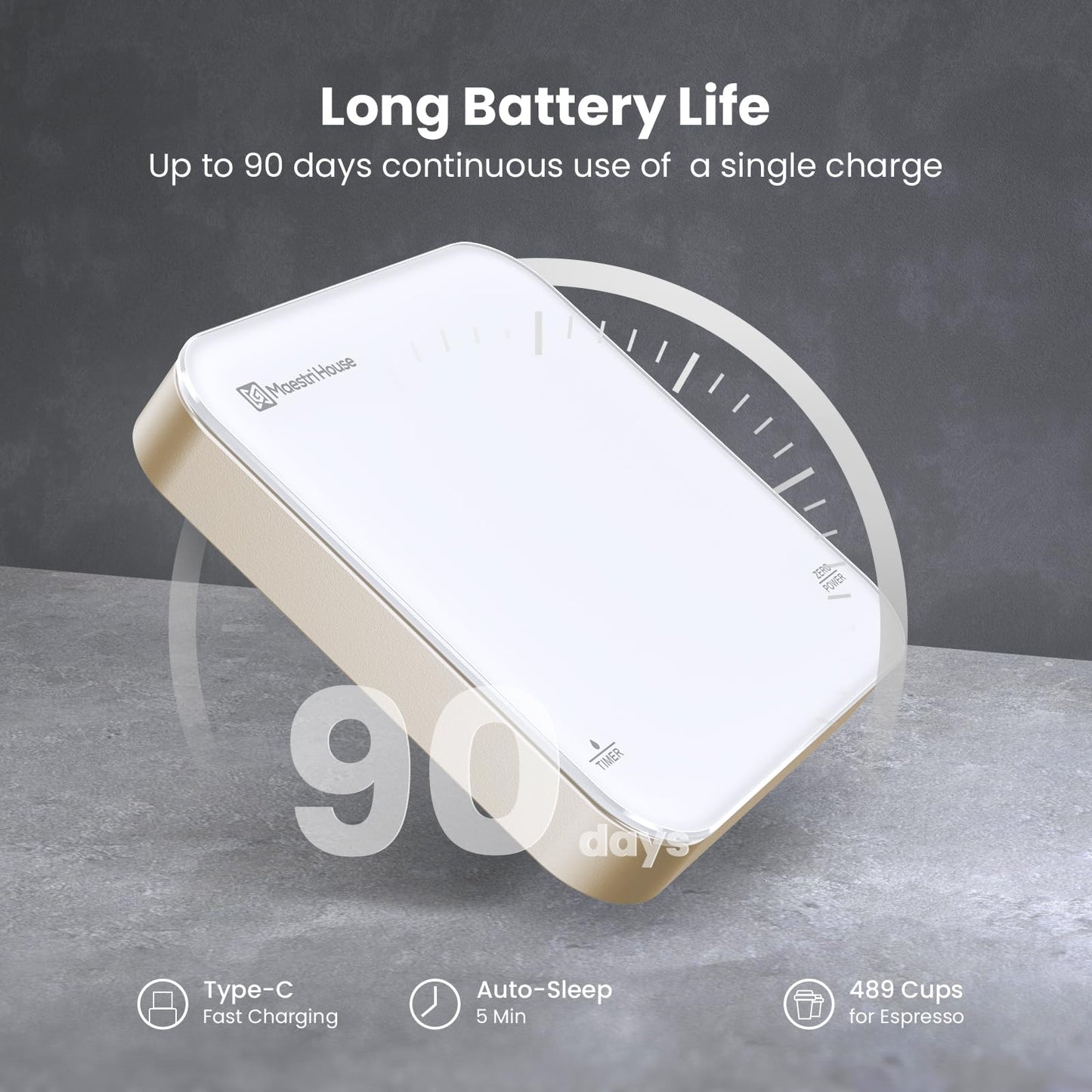 Maestri House Mini Coffee Scale with Timer, USB-C Rechargeable Espresso Scale, 2kg/0.1g Accurate Scale for Espresso and Pour-Over Coffee, Portable Digital Kitchen Scale with Auto Timer (Black&Silver)