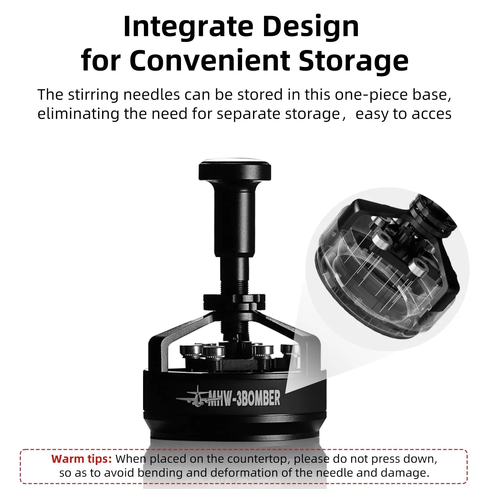 WDT Tool Espresso 54mm for Breville, MHW-3BOMBER Espresso Distribution Tool with Magnetic Base for Barista, Adjustable Depth Needle Distributor Tool, Coffee Stirrer Tools, YU Series Cyclone, T5959 - Crema Peaks Coffee