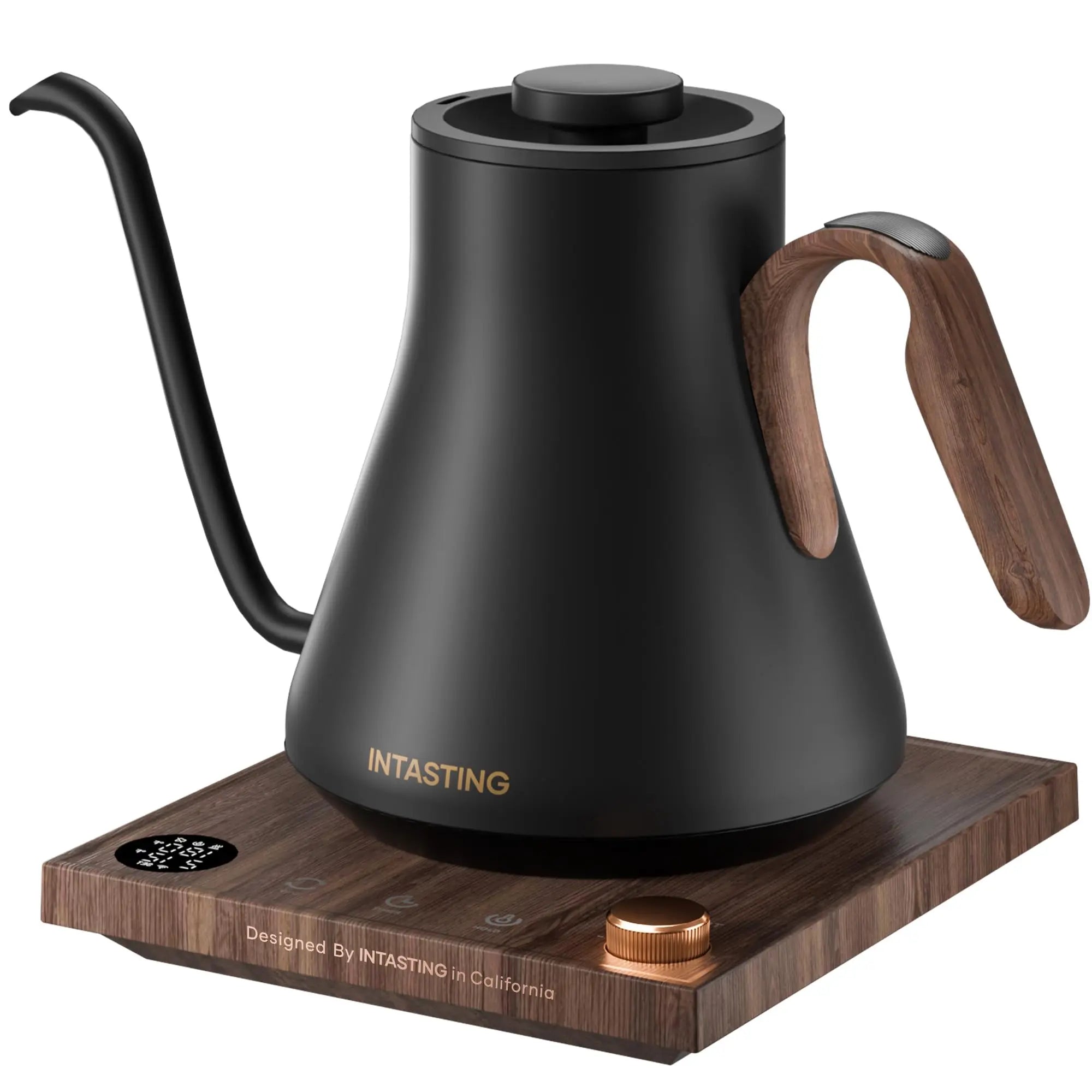 Electric Kettle, Gooseneck Electric Kettle, ±1℉ Precise Temperature Control, Stainless Steel Interior, Quick Heating for Pour Over Coffee, Tea & Boiling Water, 0.9L (Black) - Crema Peaks Coffee