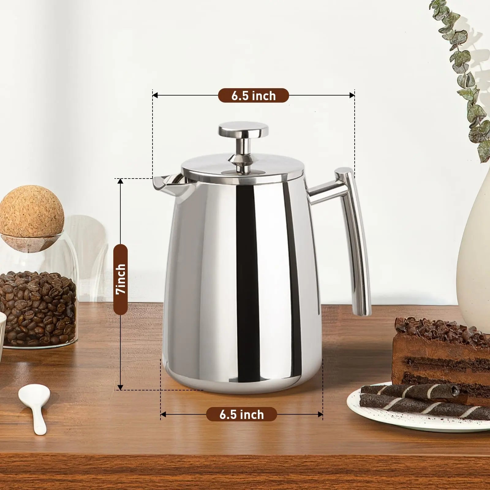 French Press Coffee Maker, 50-Ounce, 304 Stainless Steel Insulated Coffee Press with Extra Screen - Crema Peaks Coffee