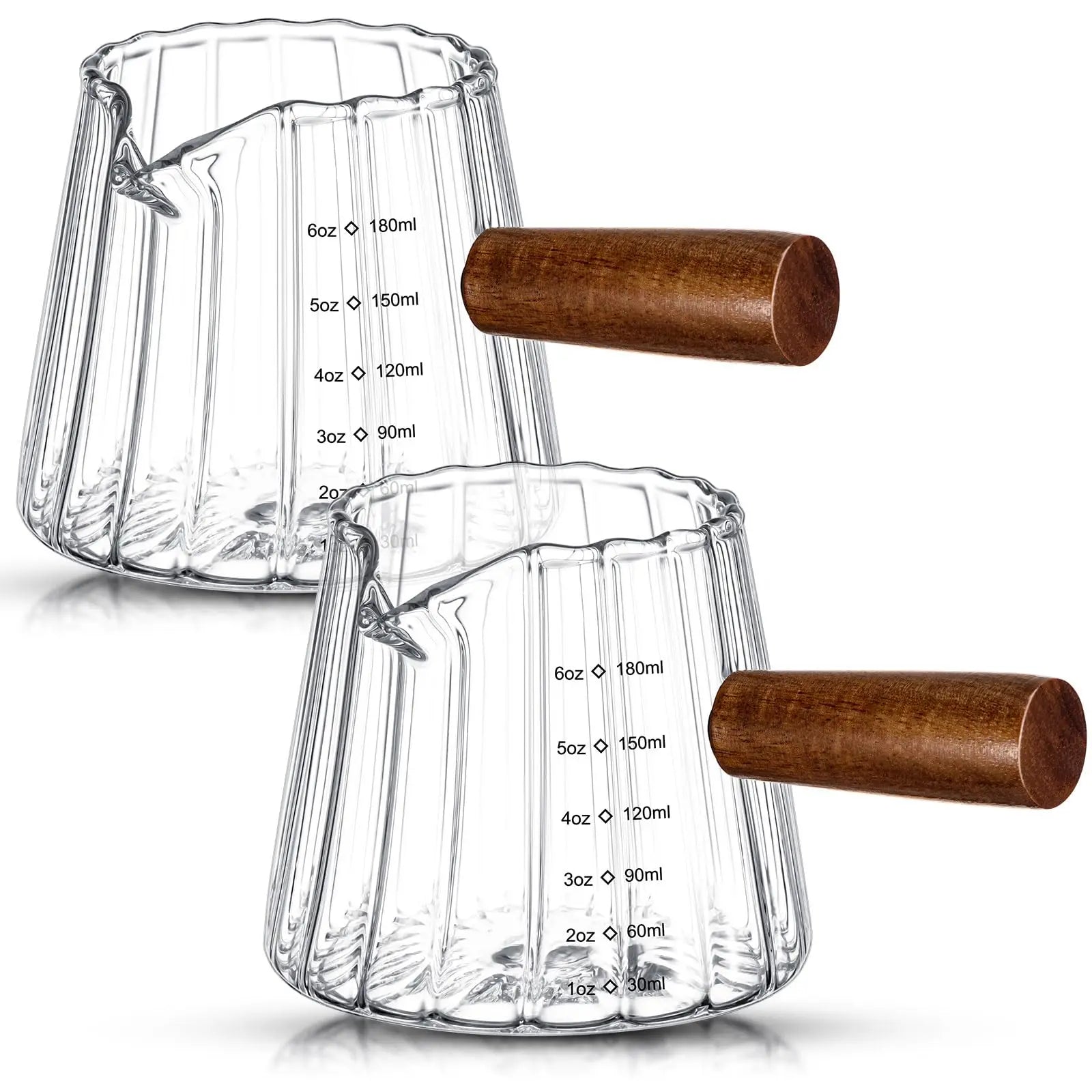 1 Pcs Espresso Shot Glass with Handle, 6 oz/180 ml Espresso Cup with Single V-shaped Mouth, Measuring Cup for Milk Tea Coffee Bar Accessories (Clear) - Crema Peaks Coffee