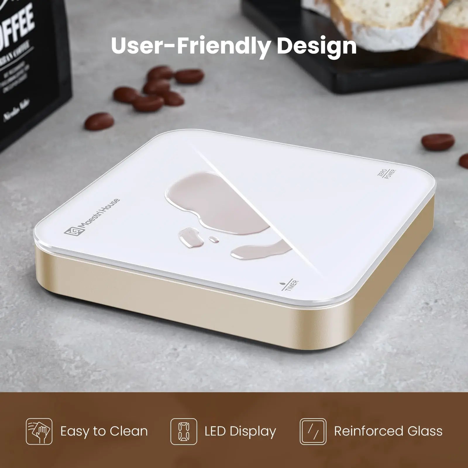 Maestri House Mini Coffee Scale with Timer, USB-C Rechargeable Espresso Scale, 2kg/0.1g Accurate Scale for Espresso and Pour-Over Coffee, Portable Digital Kitchen Scale with Auto Timer (Black&Silver) - Crema Peaks Coffee