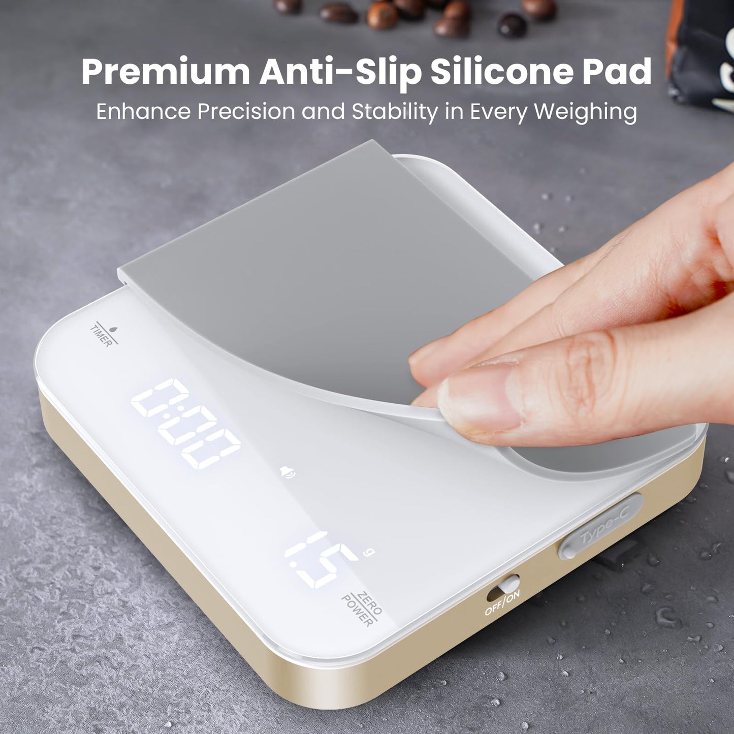 Maestri House Mini Coffee Scale with Timer, USB-C Rechargeable Espresso Scale, 2kg/0.1g Accurate Scale for Espresso and Pour-Over Coffee, Portable Digital Kitchen Scale with Auto Timer (Black&Silver)