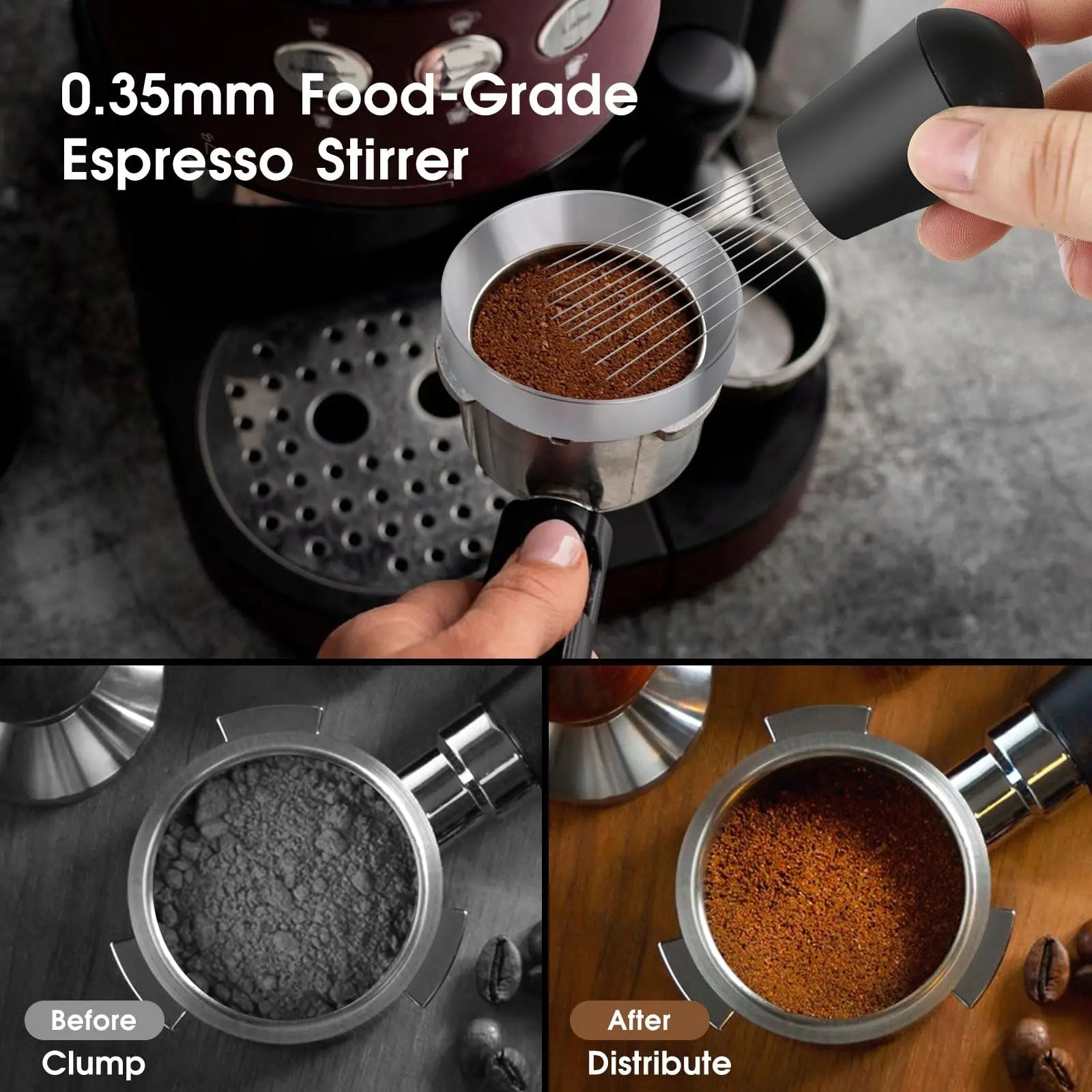 58mm Espresso Accessories Kit, Coffee Distributor and Tamper Leveler, WDT Tool and Dosing Funnel Set Fits 58 mm Espresso Machines and Portafilters - Crema Peaks Coffee