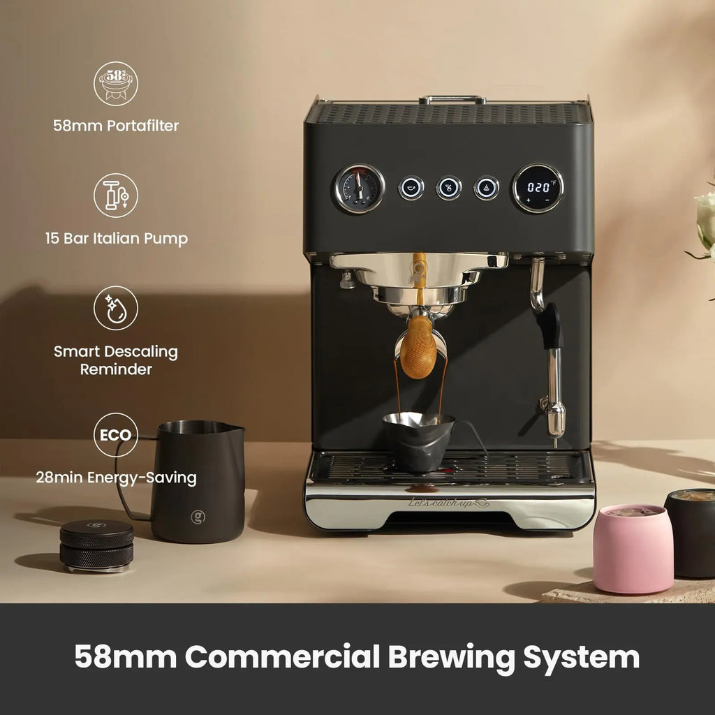 Gemilai G3028A Espresso Machine, 15 Bar Professional Coffee Maker with Adjustable Pressure & Automatic Milk Frother, Dual PID & 550ml Boiler, 57oz Tank, Stainless Steel for Cappuccino, Latte White - Crema Peaks Coffee