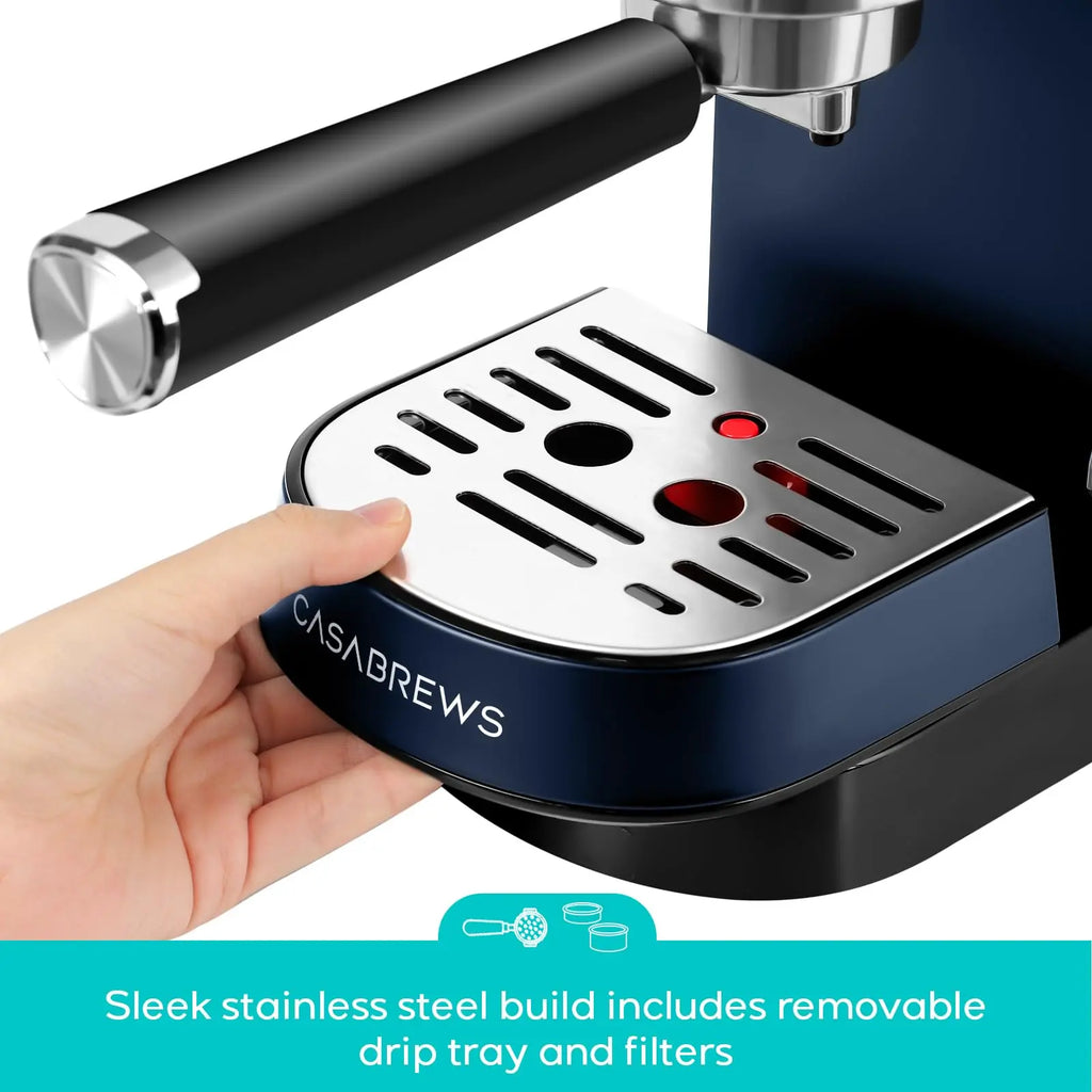 CASABREWS CM5418 Espresso Machine 20 Bar, Value, Compact Espresso Maker with Steam Milk Frother, Stainless Steel Coffee Machine with 34oz Removable Water Tank for Cappuccino, Gift for Women or Men, Silver - Crema Peaks Coffee