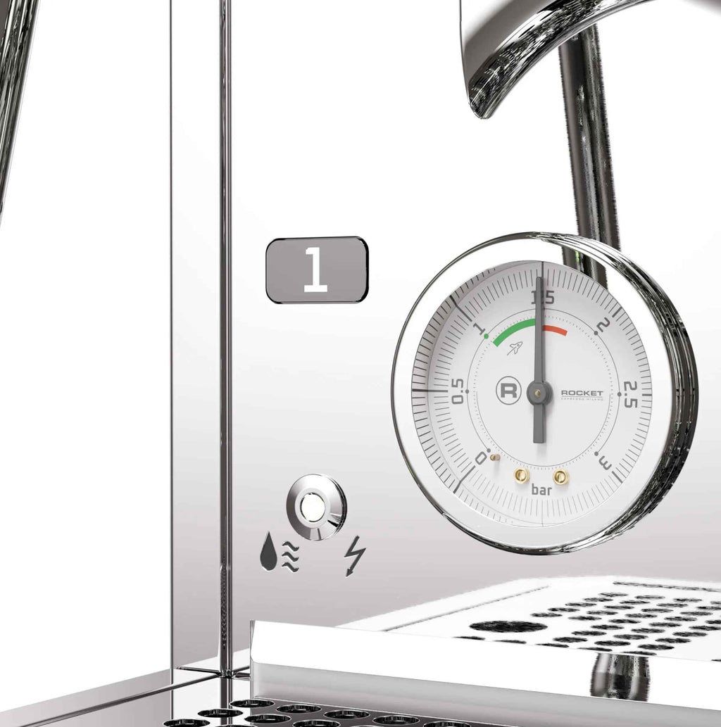 Rocket Espresso Giotto FAST V Espresso Machine | Vibratory Pump | Heat Exchanger | PID Temperature Control | (Chrome) - Crema Peaks Coffee