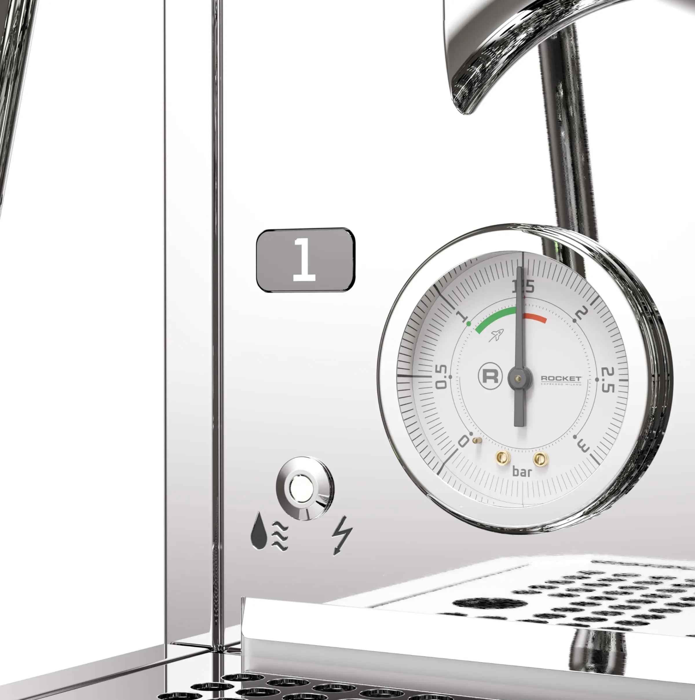 Rocket Espresso Giotto FAST V Espresso Machine | Vibratory Pump | Heat Exchanger | PID Temperature Control | (Chrome) - Crema Peaks Coffee