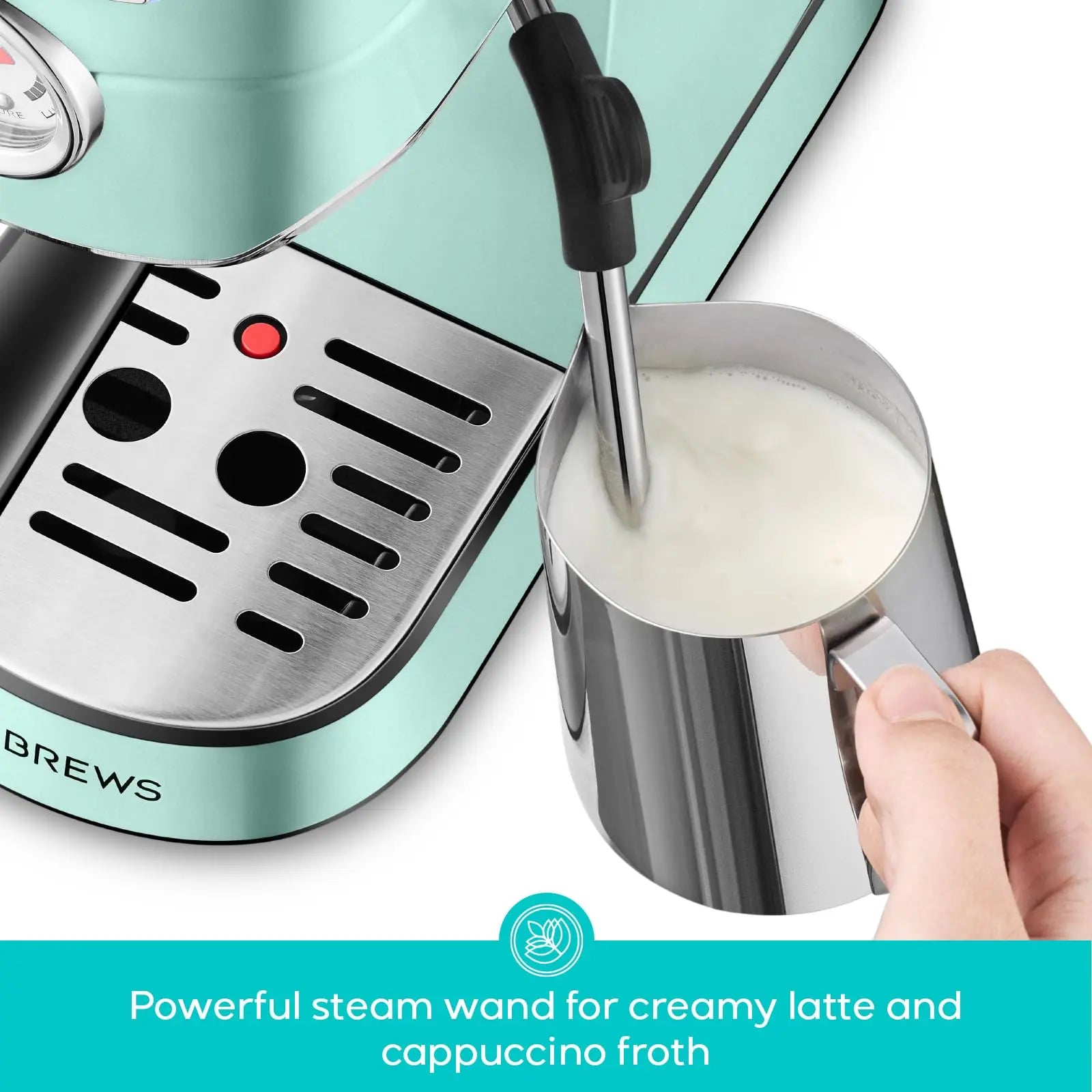 CASABREWS CM5418 Espresso Machine 20 Bar, Value, Compact Espresso Maker with Steam Milk Frother, Stainless Steel Coffee Machine with 34oz Removable Water Tank for Cappuccino, Gift for Women or Men, Silver - Crema Peaks Coffee