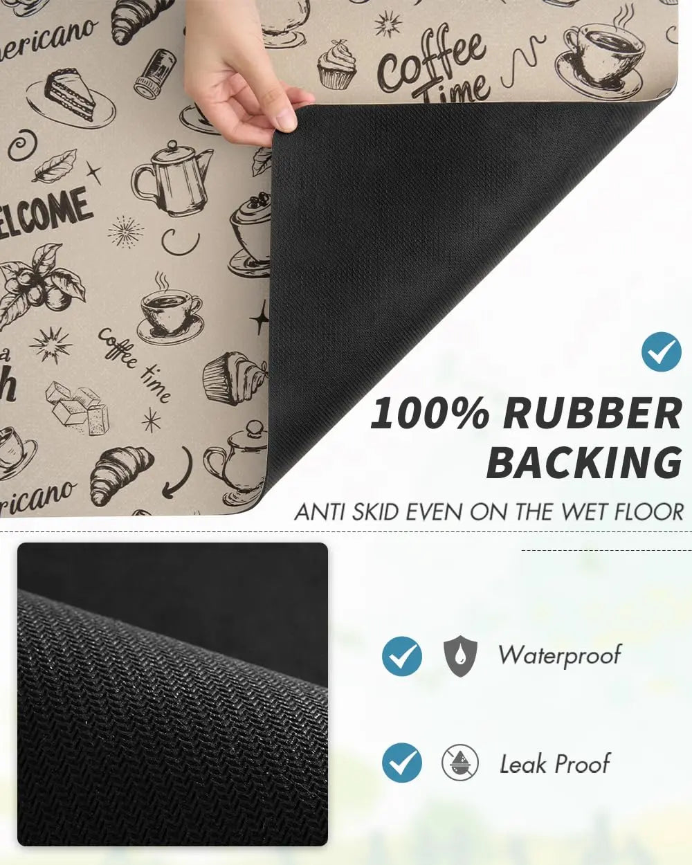 Coffee Mat Hide Stain Rubber Backed Absorbent Dish Drying Mat for Kitchen Counter -AMOAMI Mat Fits Under Coffee Maker or Machine - Crema Peaks Coffee