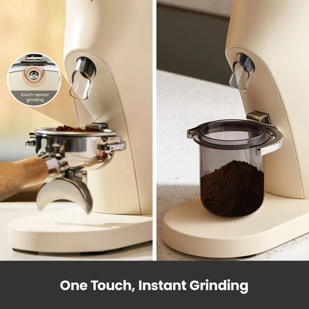 Gemilai Electric Conical Burr Coffee Grinder, Coffee Bean Grinder with Smart 60S Timer, 60 Precise Adjustable Grind Settings for Espresso, 2-12 Cup, Easy to Clean, Durable & Quiet, G9010B White - Crema Peaks Coffee