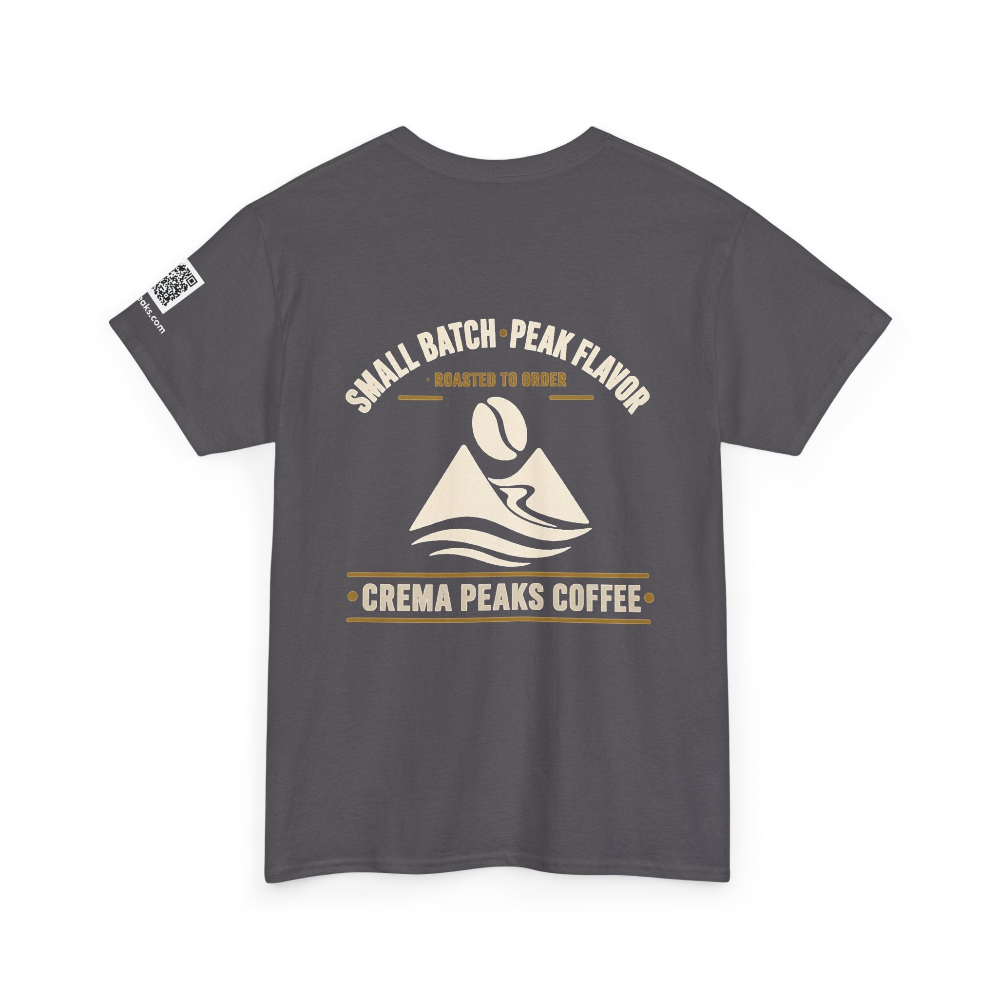 Coffee Tee — "Crema Peaks Coffee" Small Batch Logo T-Shirt