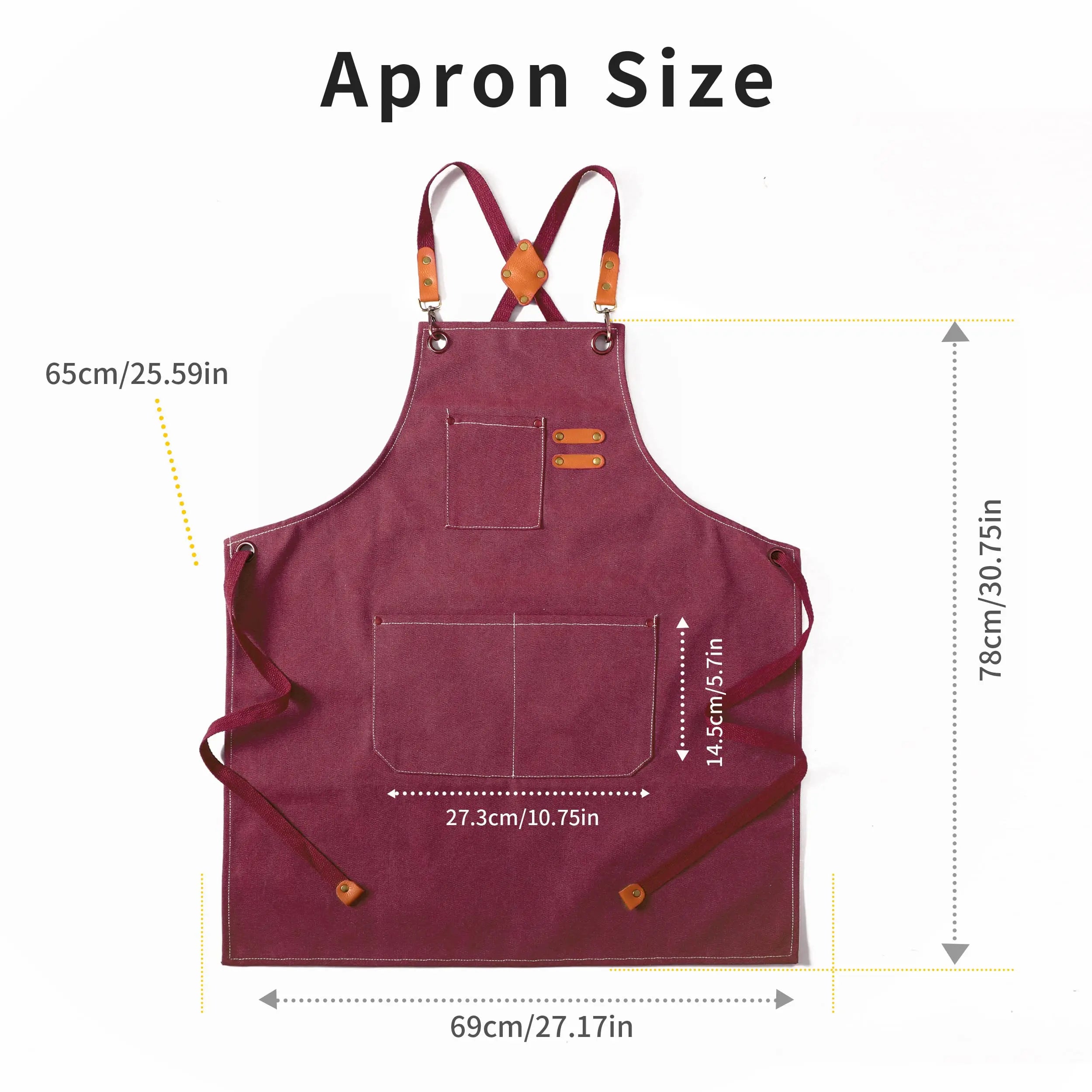 Canvas Cross Back Chef Cotton Aprons for Men Women with Large Pockets - Crema Peaks Coffee