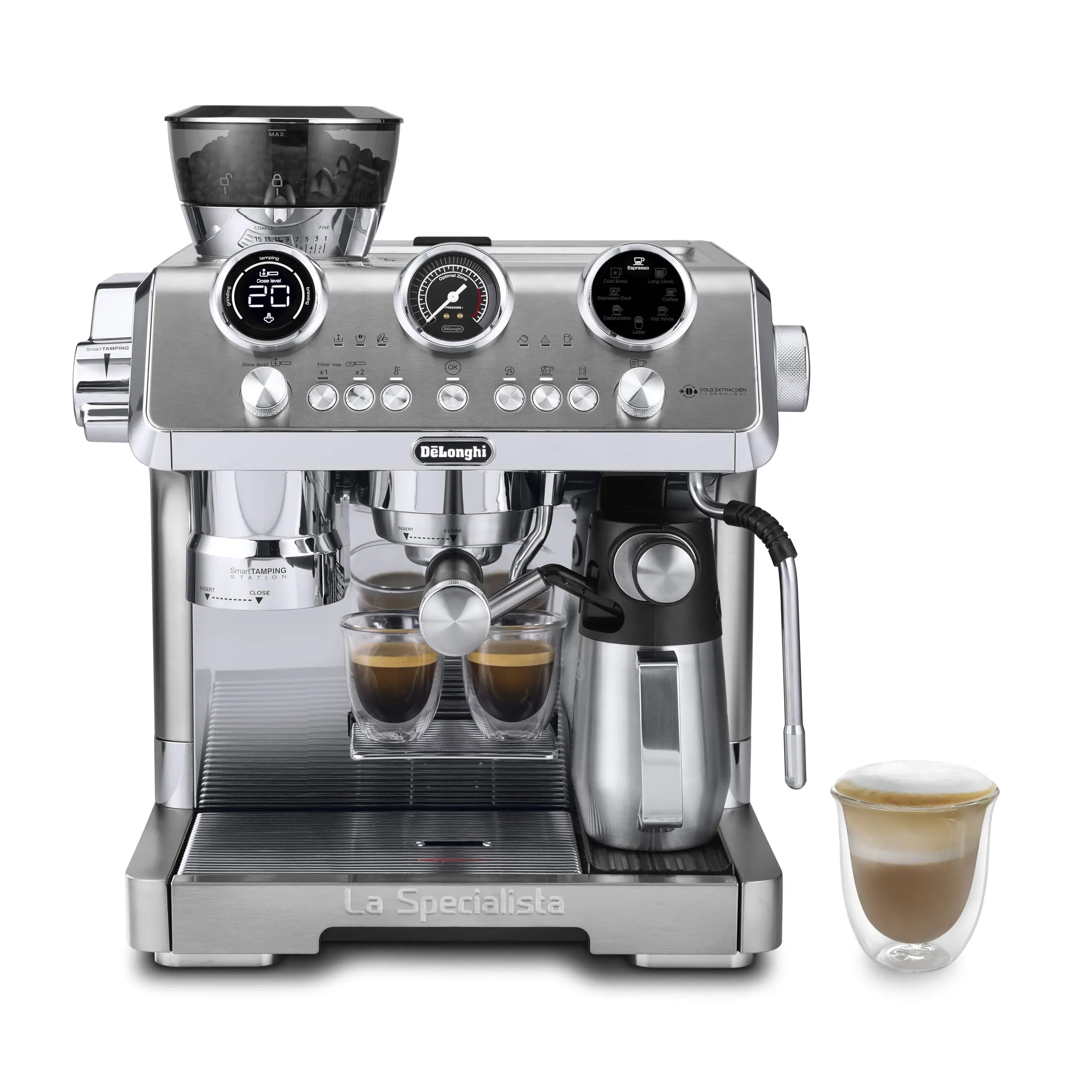 De'Longhi La Specialista Opera Espresso Machine – Cold Brew & Espresso Maker with Smart Tamping, Burr Grinder, Milk Steam Wand/Frother & 19-Bar Pressure – For Lattes & Cappuccinos - Crema Peaks Coffee