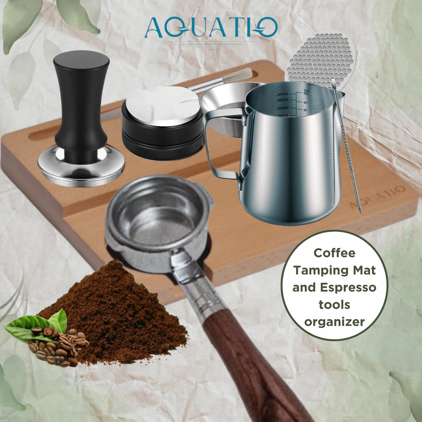 51-58 mm Wide Espresso Tamping Mat - Wooden Coffee Tamping Station - Espresso Accessories for Baristas, Gift for Coffee Lovers