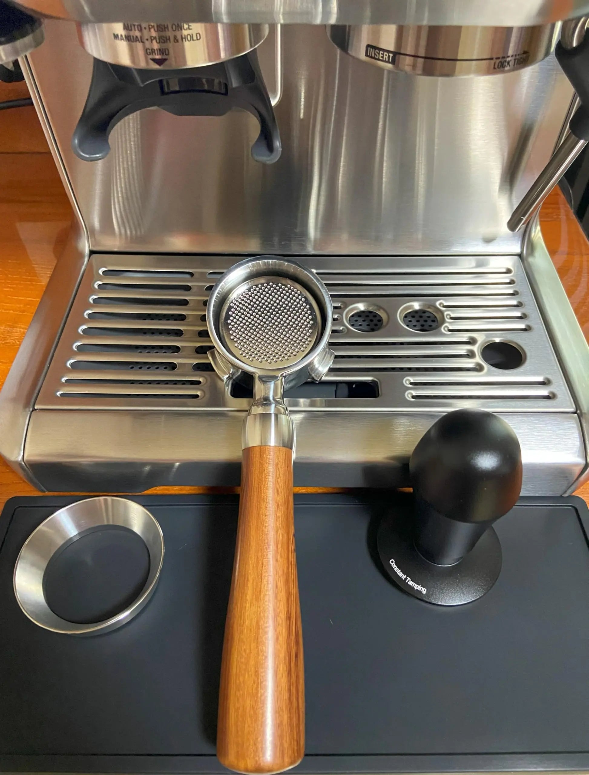 58mm Bottomless Portafilter Compatible with E61 Grouphead Flair 58, ECM, Rocket Espresso Machine Stainless Steel Naked Portafilter with Filter Basket Handle-Wooden, Rosewooden - Crema Peaks Coffee
