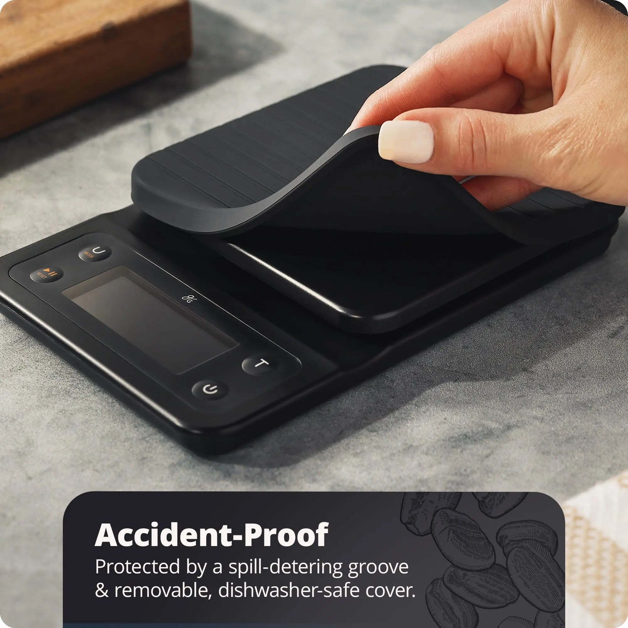Coffee Scale by Greater Goods with Timer – 0.1g Precision Digital Coffee & Espresso Scale for Pour-Over, Coffee Bean Weighing, Barista Brewing, Waterproof Cover, 3kg Capacity (Onyx Black) - Crema Peaks Coffee