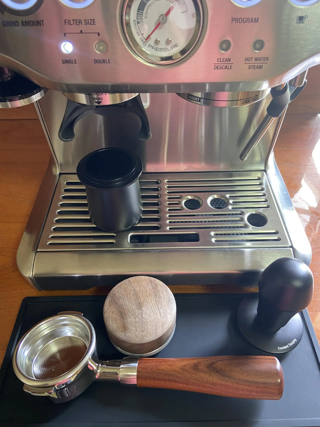 58mm Bottomless Portafilter Compatible with E61 Grouphead Flair 58, ECM, Rocket Espresso Machine Stainless Steel Naked Portafilter with Filter Basket Handle-Wooden, Rosewooden - Crema Peaks Coffee